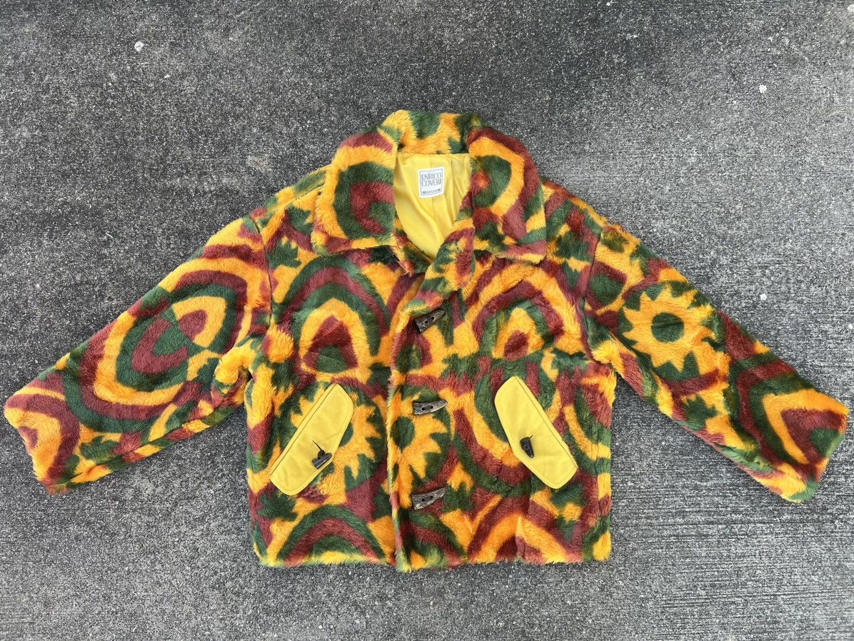 Enrico Coveri Vintage Enrico Coveri Sport Psychedelic Fleece Coat Jacket Size US M / EU 48-50 / 2 - 1 Thumbnail