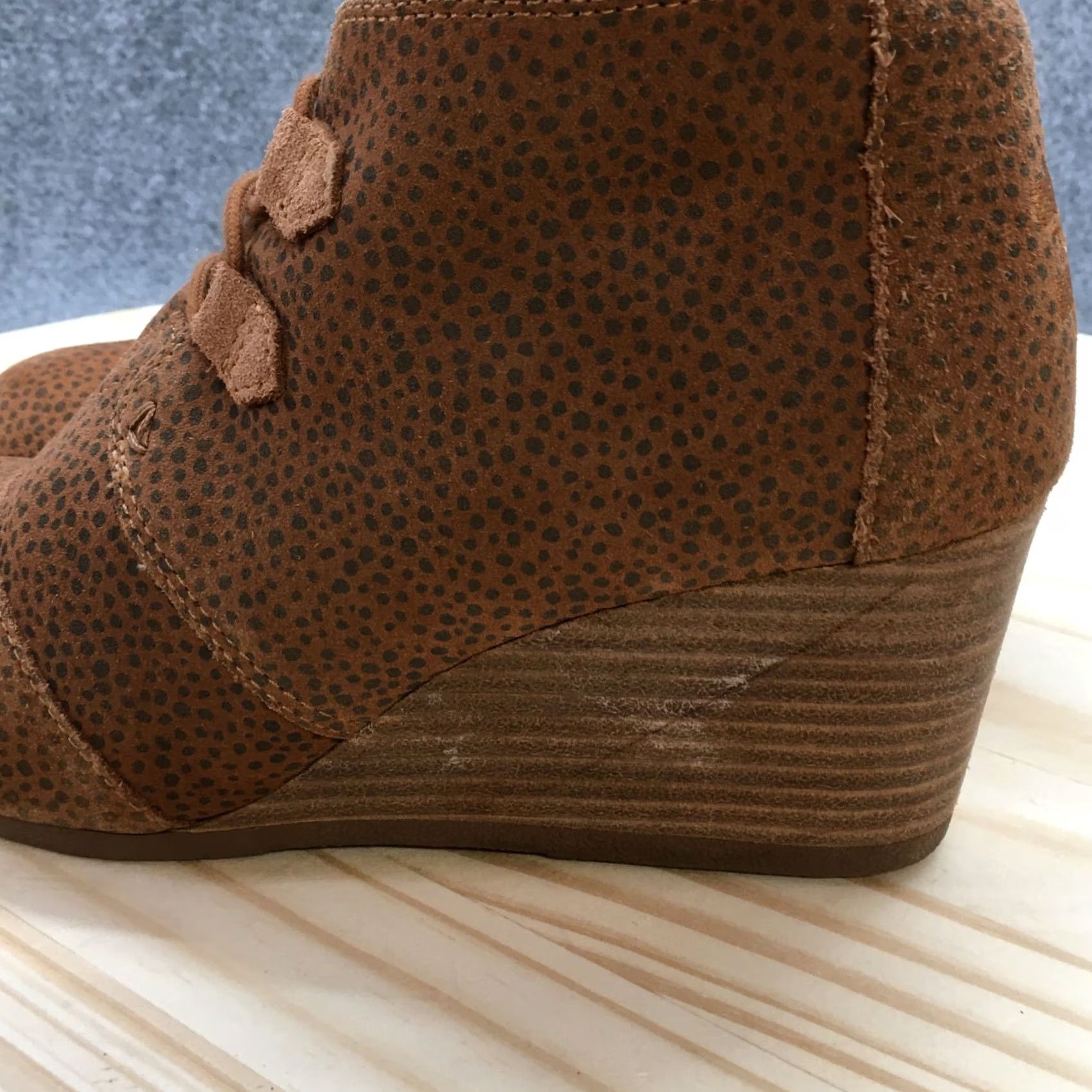 Toms TOMS Boots Womens 9 Kala Ankle Bootie Brown Lace Up Casual Wedge Heels Size US 9 / IT 39 - 7 Thumbnail