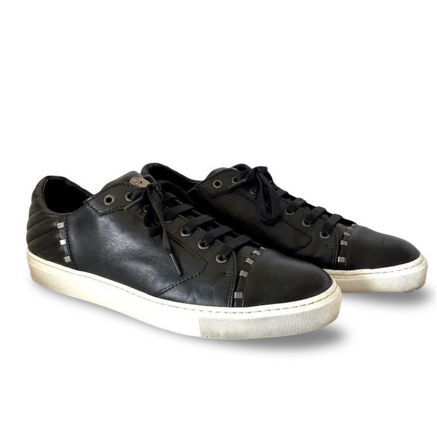 Versace Versace Collection Black Leather Sneaker V900 576 Size US 12 / EU 45 - 1 Thumbnail