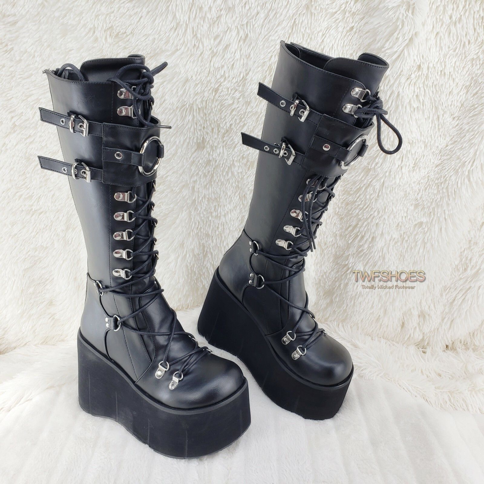 Other DEMONIA Kera 200 Black Shin Shield Knee Boot 4.5" Platform G Size US 9 / IT 39 - 3 Thumbnail