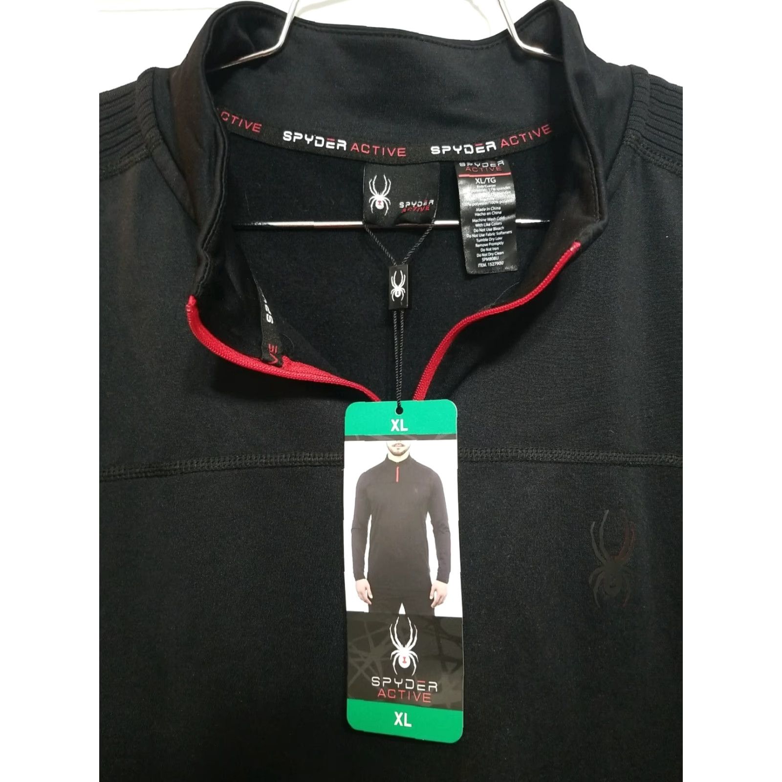 Spyder Spyder Active Mens XL Black Quarter Zip Long Sleeve Pullover Shirt Stretch Size US XL / EU 56 / 4 - 2 Thumbnail