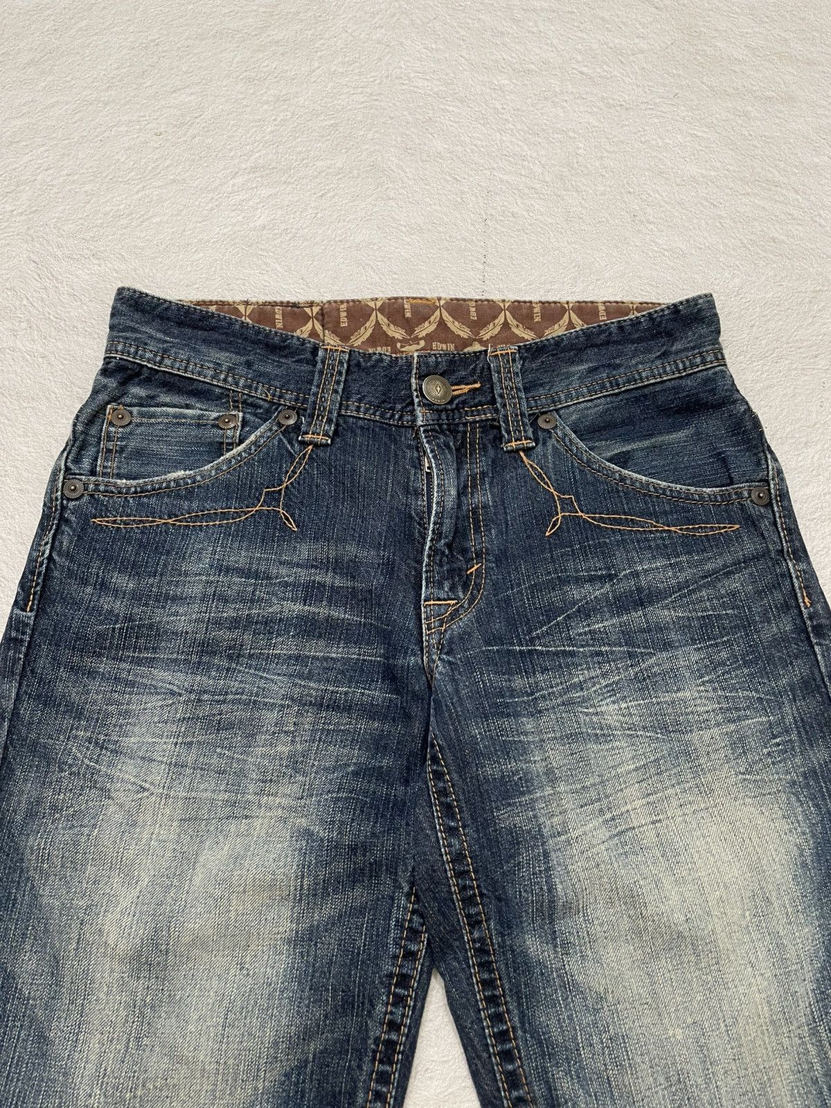 Japanese Brand 2000s Edwin Jorts Raw Denim Mudwash Ripped Jeans Y2K LGB Size US 29 - 2 Thumbnail