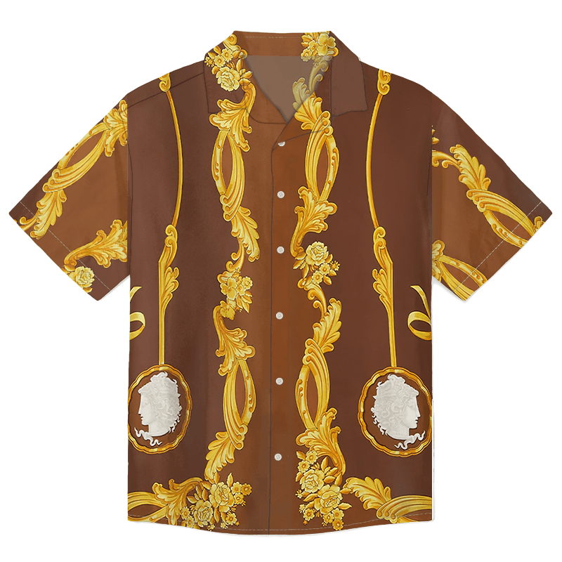 The Unbranded Brand Cameo Print Shirt, Vintage Baroque Short Sleeve Shirt Size US S / EU 44-46 / 1 - 1 Thumbnail