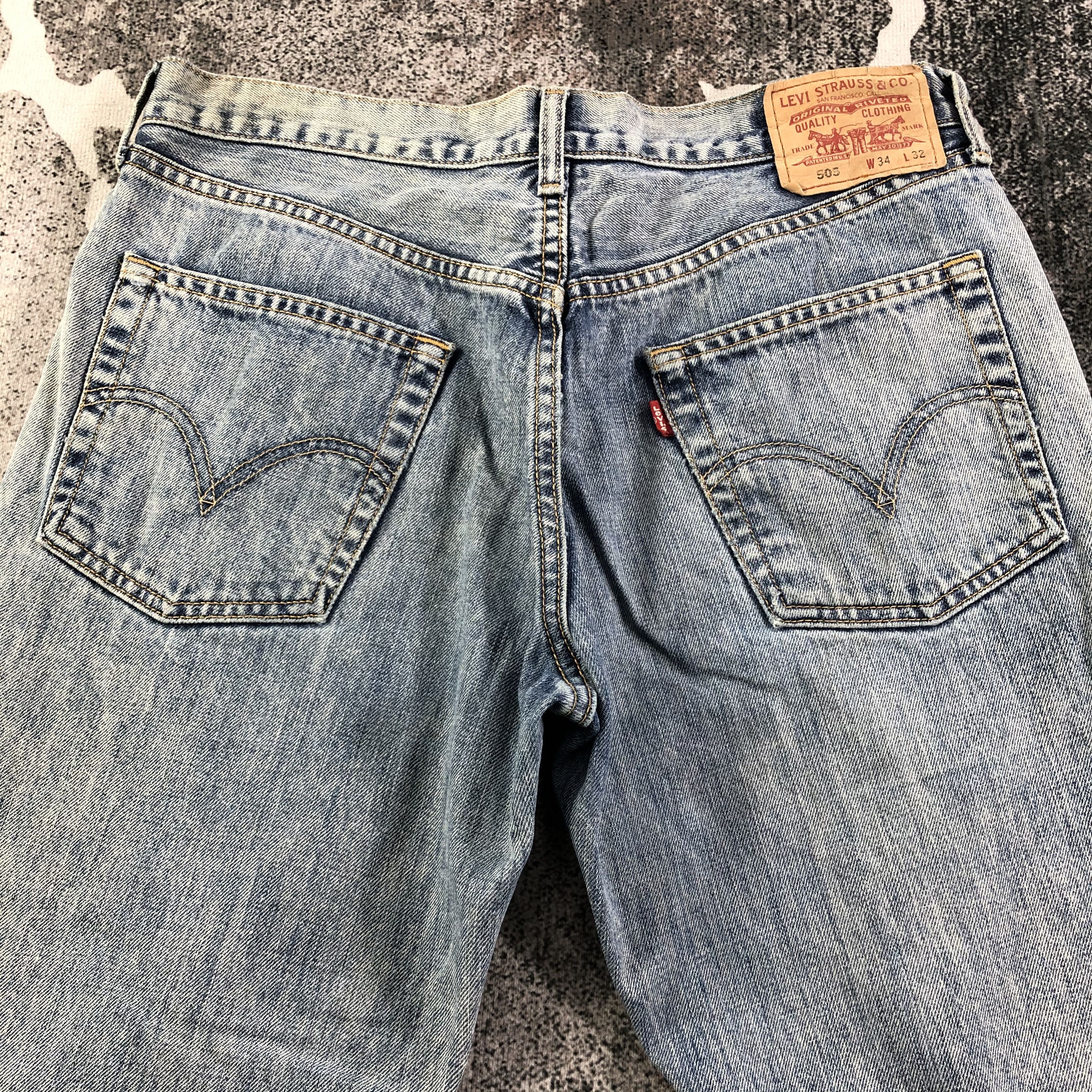 Levi's Vintage Levis 505 Jeans Distressed Denim KJ1743 Size US 34 / EU 50 - 4 Thumbnail