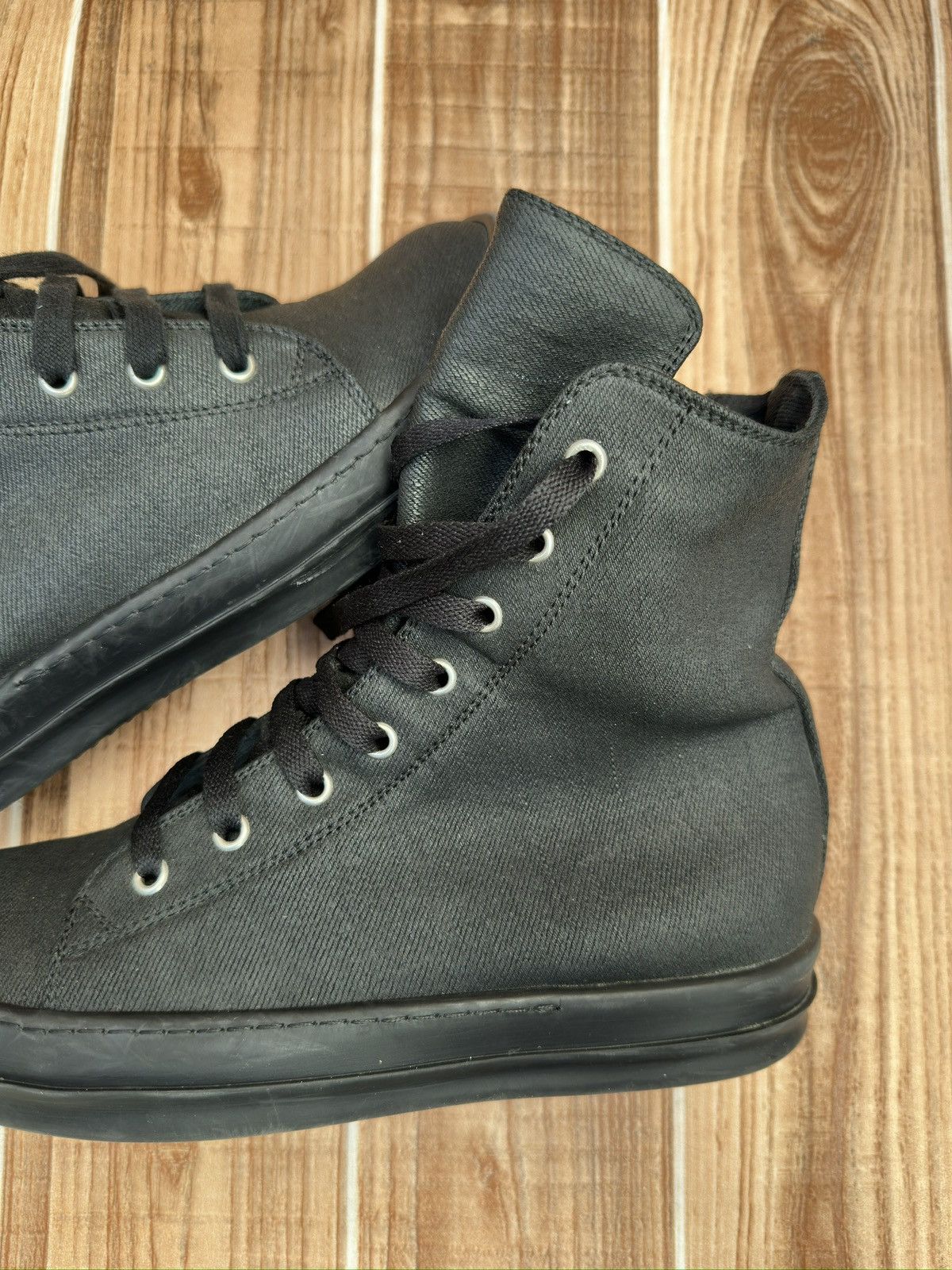 Rick Owens Rick Owens Drkshdw 2016 Black Waxed Canvas Vegan Ramones Size US 7.5 / EU 40-41 - 11 Thumbnail