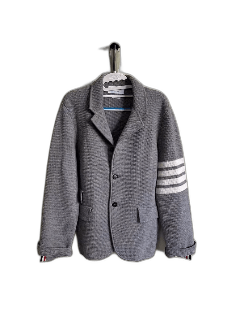 Thom Browne Thom Browne Grey Wool Knitted Blazer Size US M / EU 48-50 / 2 - 1 Thumbnail