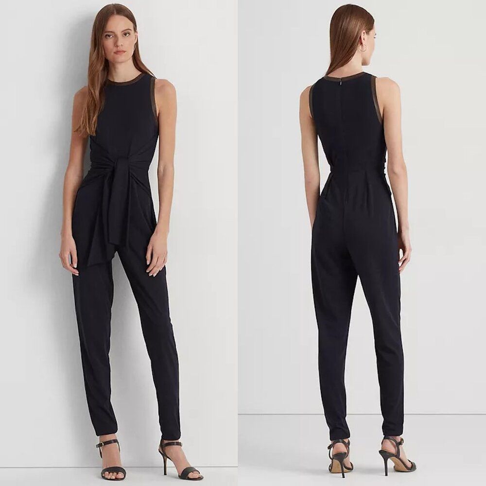 Ralph Lauren NWT New $245 Ralph Lauren Tie-Front Sleeveless Navy Jumpsui Size 26" / US 2 / IT 38 - 1 Thumbnail