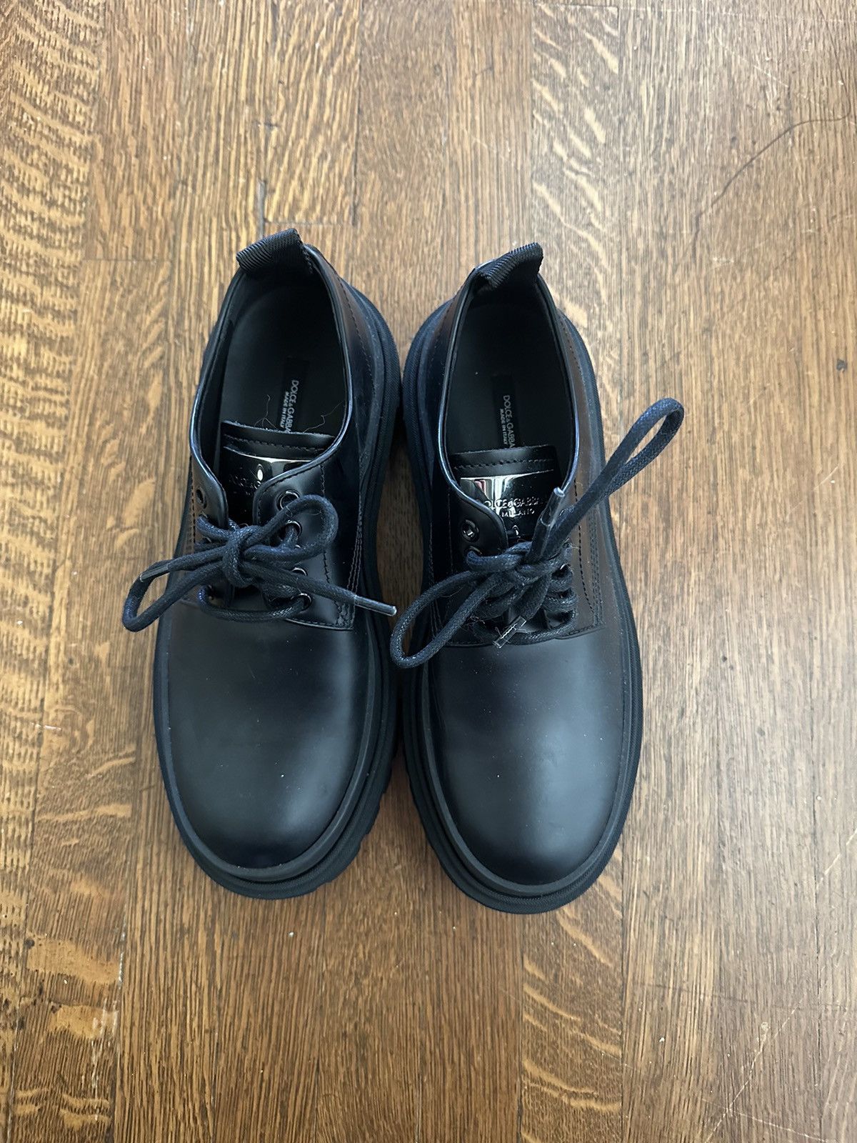 Dolce & Gabbana Brand New Dolce and Gabbana Black Platform Leather Shoes Size US 8.5 / EU 41-42 - 2 Thumbnail