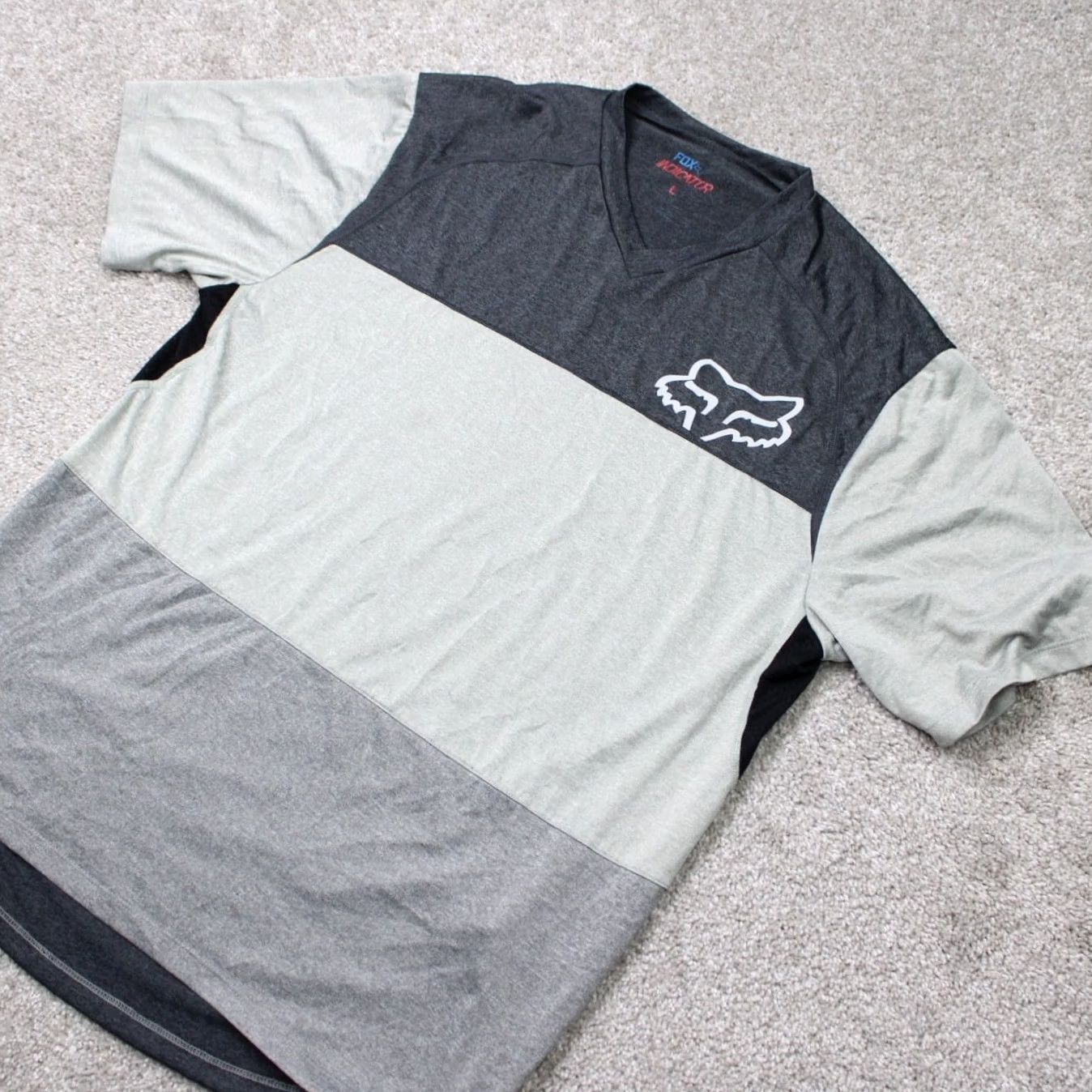 Fox Racing Fox Racing Indicator Shirt Mens Large Gray Zipper Stash Pocket Vented S/S Jersey Size US L / EU 52-54 / 3 - 2 Thumbnail