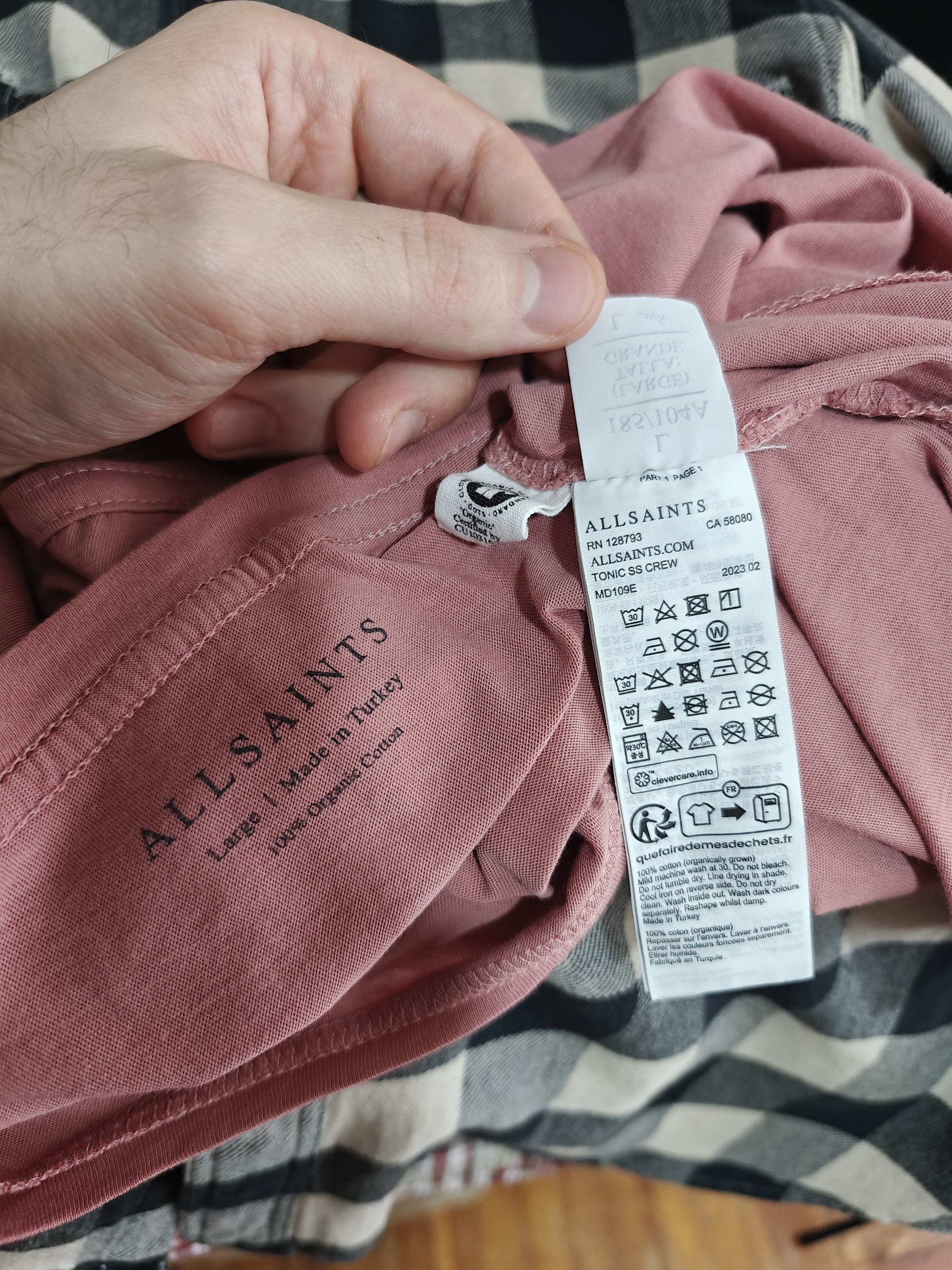 Allsaints Allsaints Tonic Crew T-Shirt Pink Peach Tee size L Size US L / EU 52-54 / 3 - 8 Thumbnail