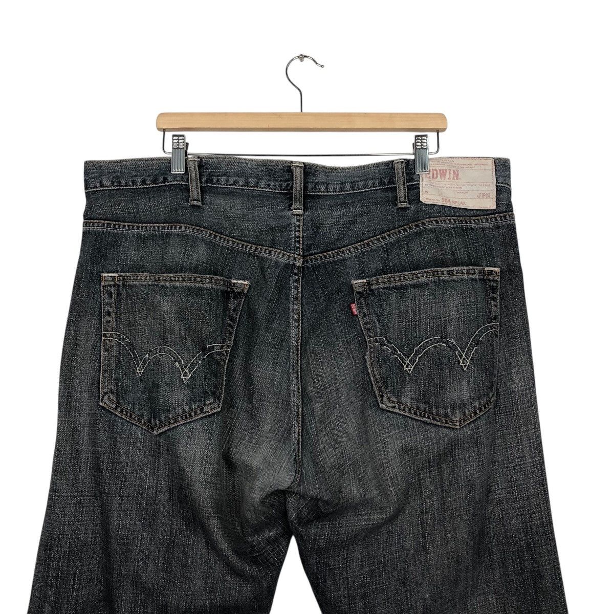 Japanese Brand Edwin Dark Wash Straight Leg Jeans Faded Denim Workwear Size US 40 / EU 56 - 11 Thumbnail