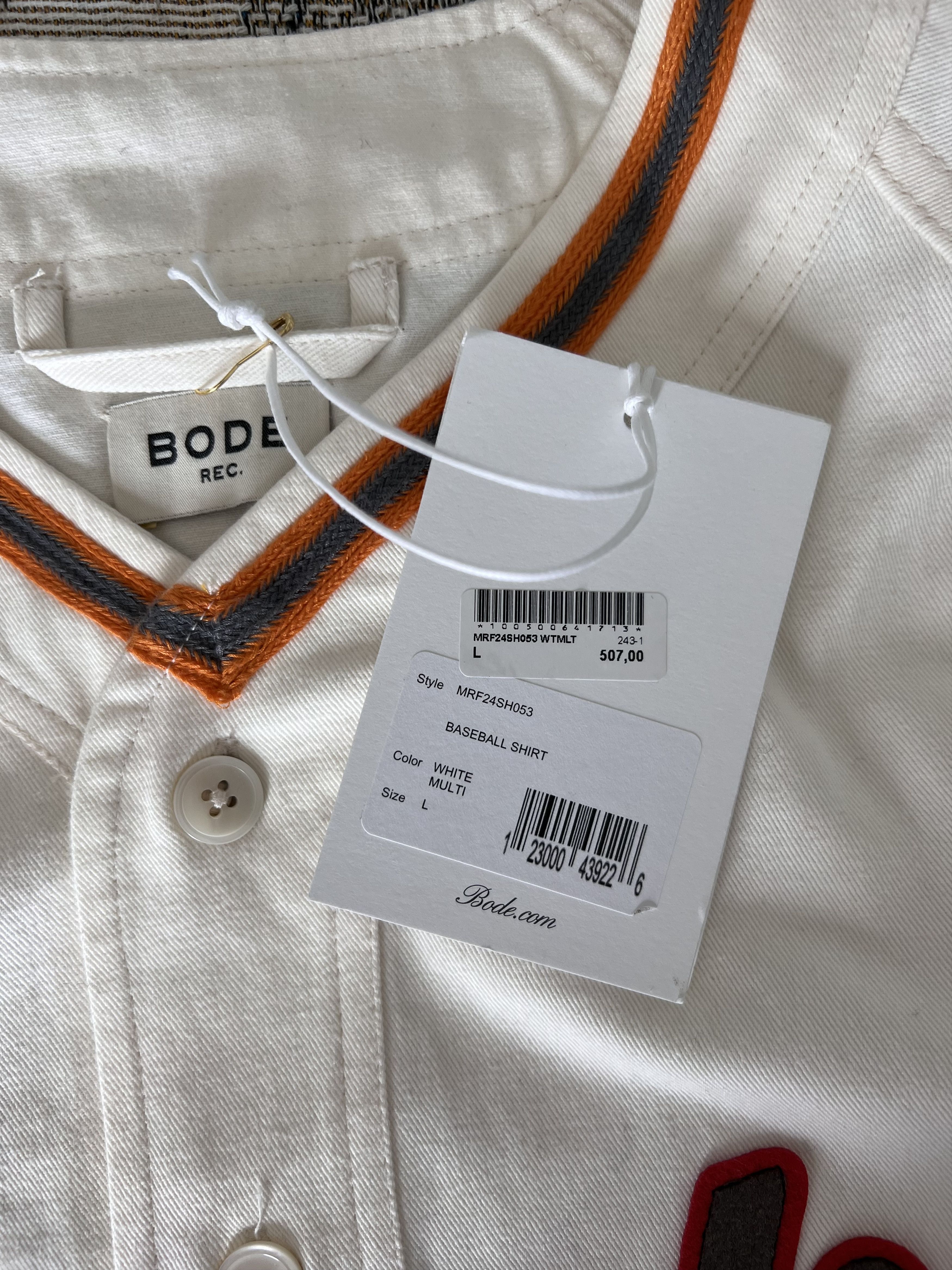 Bode Bode Baseball Shirt in White Size US L / EU 52-54 / 3 - 7 Thumbnail