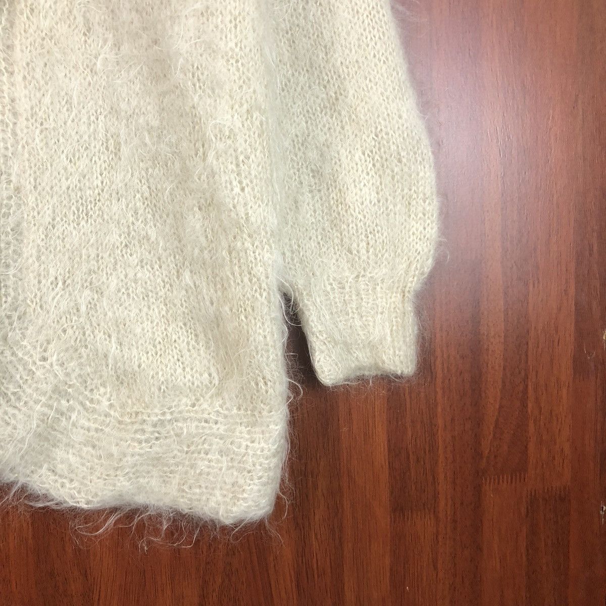 Homespun Knitwear Japan vintage mohair knitwear White cream Cardigan #7494 Size US XL / EU 56 / 4 - 8 Thumbnail