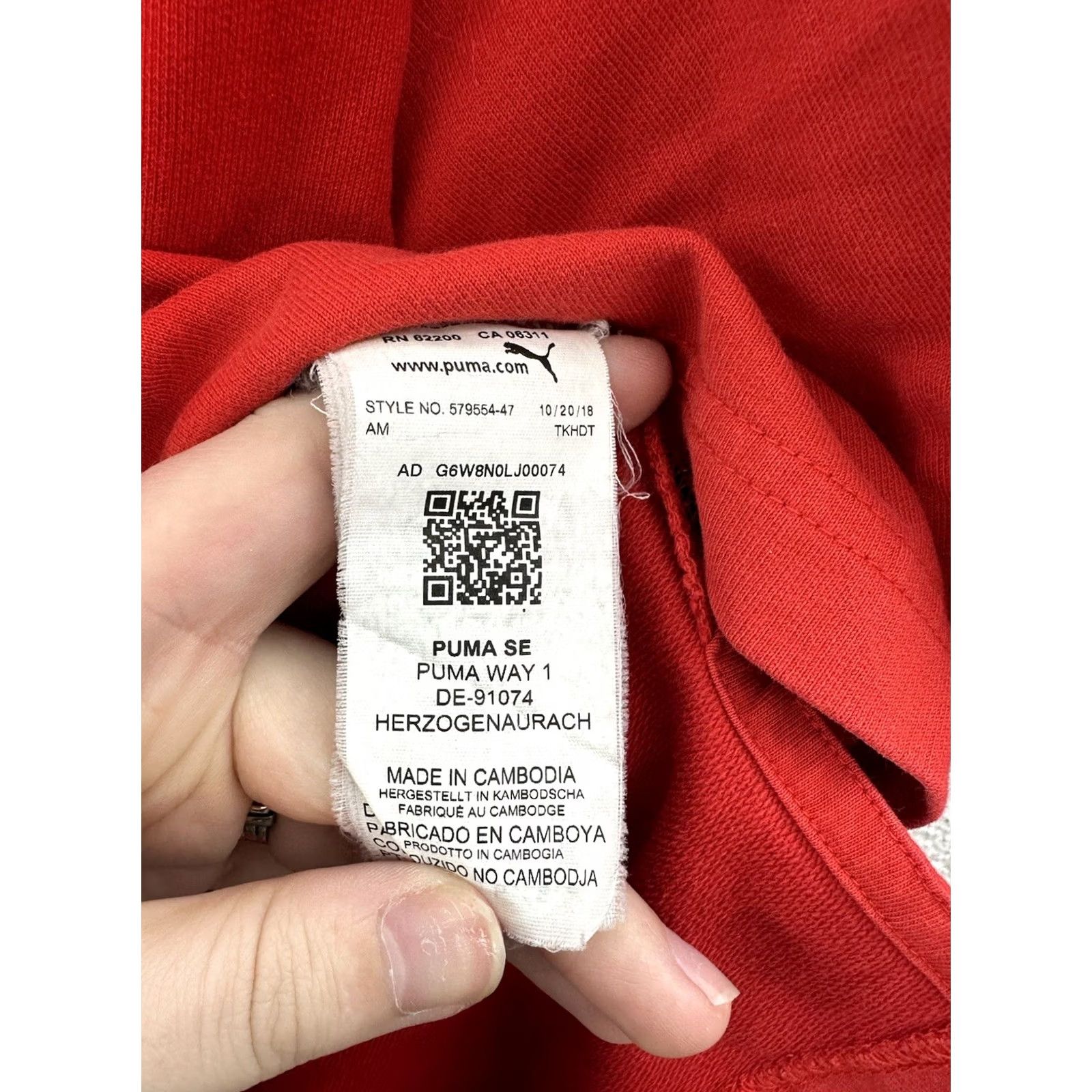 Puma Puma Mens Hoodie Short Sleeve Logo Red Size S Pullover Hooded Sweatshirt Casual Shirt with Logo (Cotton) Men Regular Fit Union Size US S / EU 44-46 / 1 - 7 Thumbnail
