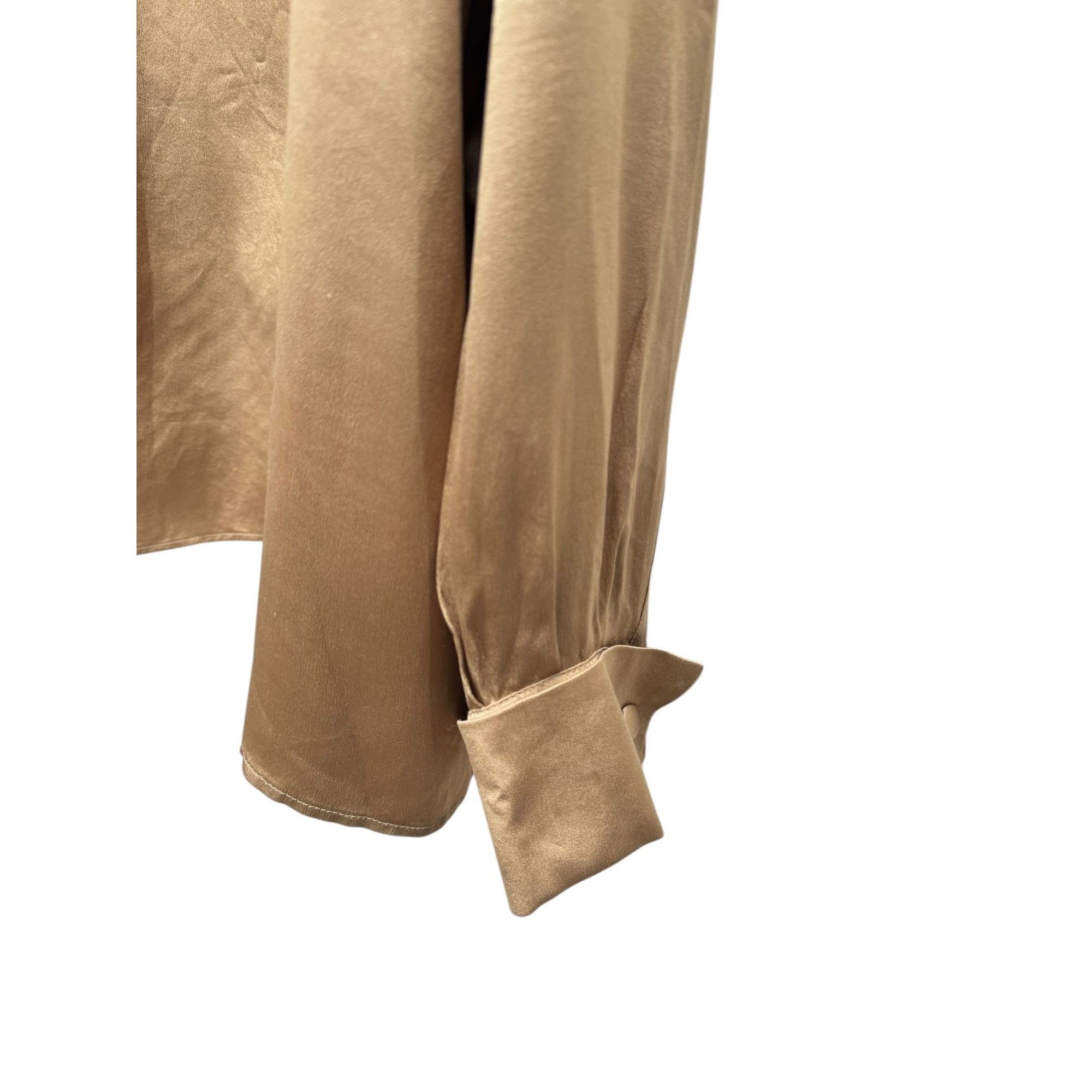 Yves Saint Laurent Gold Silk Long-Sleeve Top Size S / US 4 / IT 40 - 3 Thumbnail