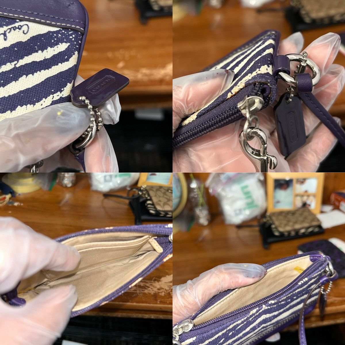 Coach Coach Purple And Cream Artsy Abstract Wristlet - “Samia” Size ONE SIZE - 24 Thumbnail