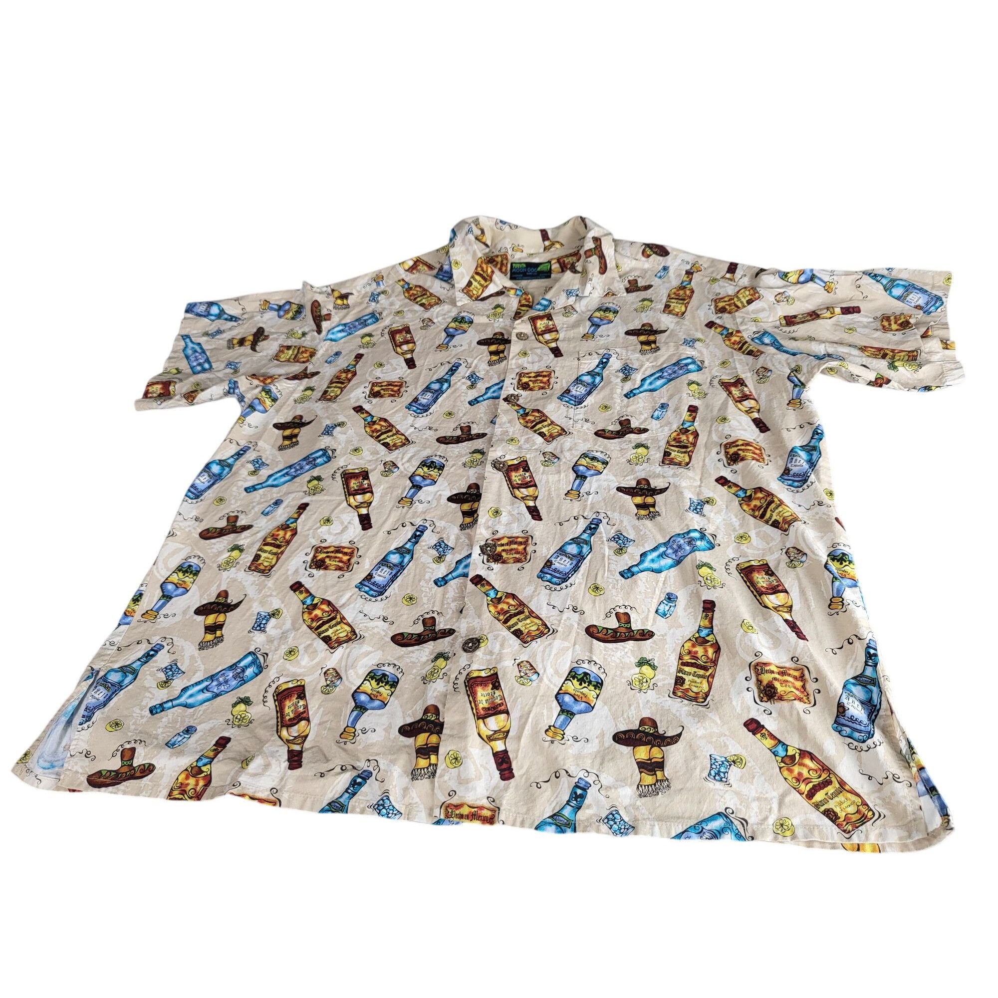 Island Shores Moon Dog Shirt Co. Handmade Men Sz XXL Tequila Bottles Casua Size US XXL / EU 58 / 5 - 1 Thumbnail