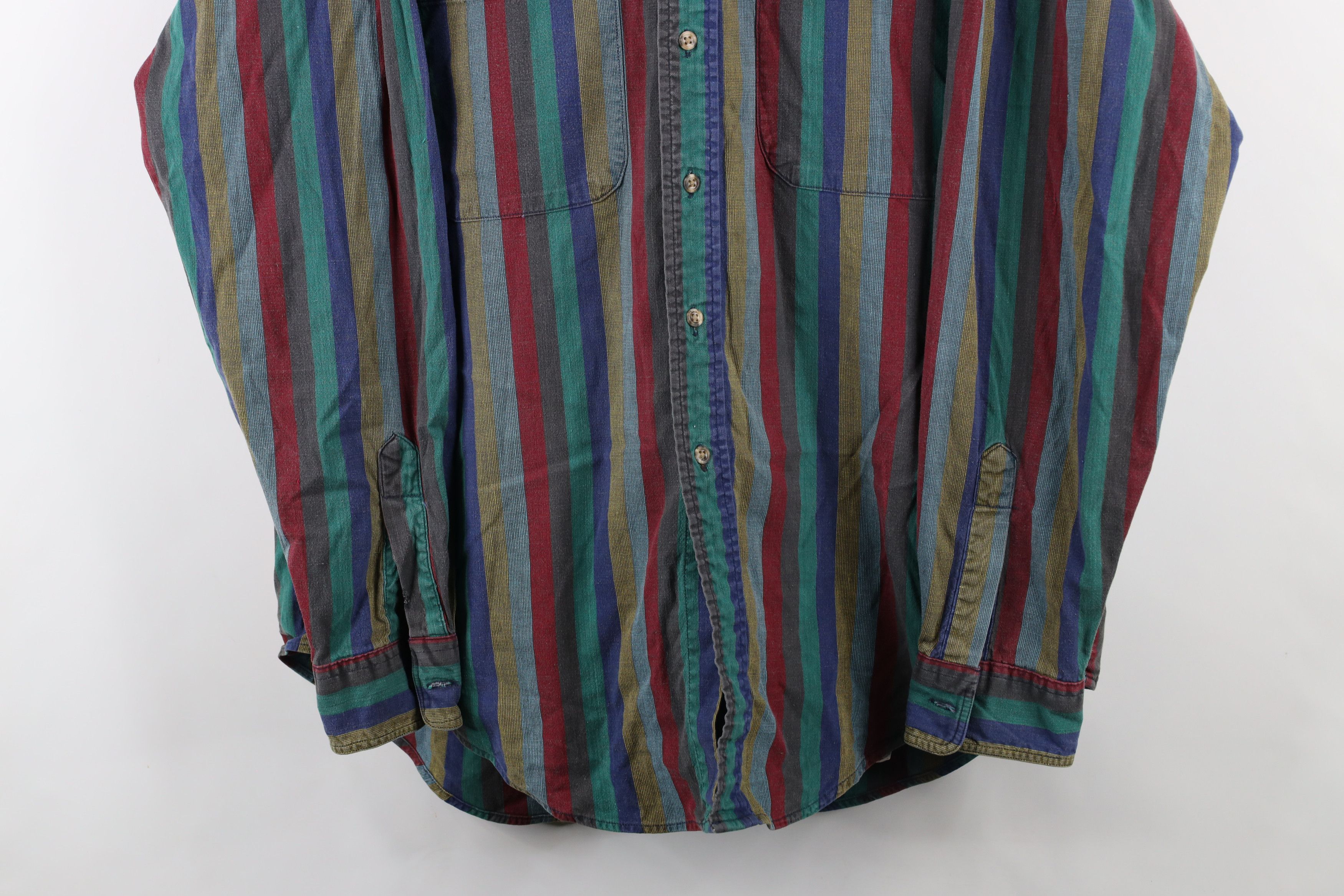 Vintage Vintage 90s Streetwear Rainbow Striped Button Down Shirt USA Size US XL / EU 56 / 4 - 3 Thumbnail