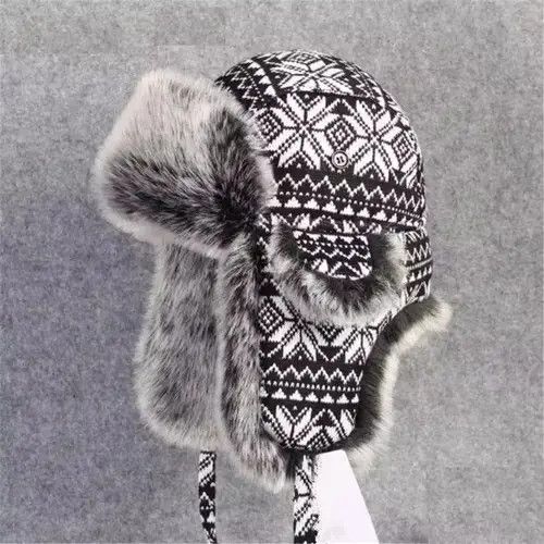 Other Fur Hat Ushanka Black White Bomber Hat Size ONE SIZE - 2 Thumbnail