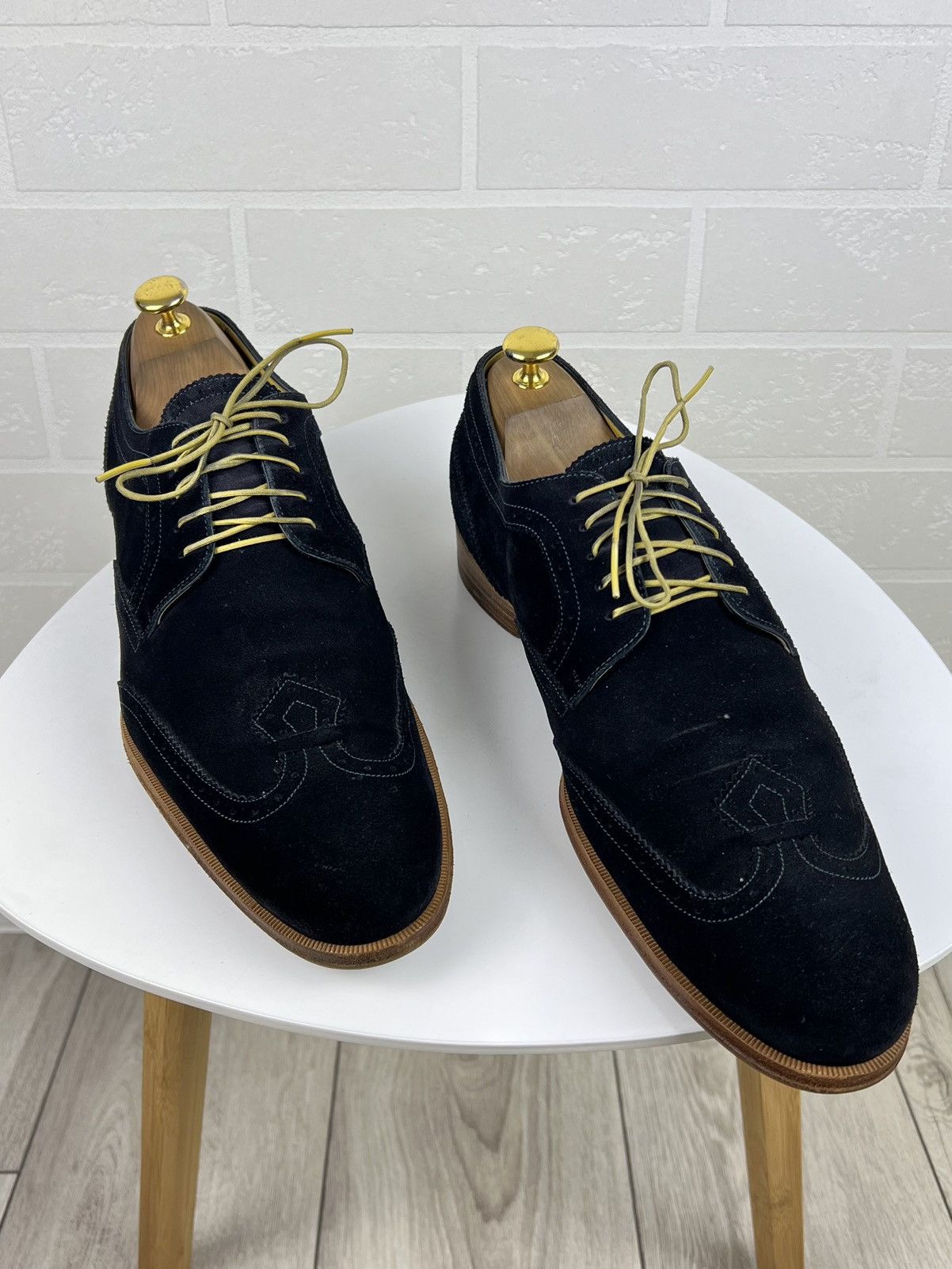 Louis Vuitton LOUIS VUITTON Derby Brogues Suede Shoes LV Dark Blue Men's Size US 11 / EU 44 - 1 Thumbnail
