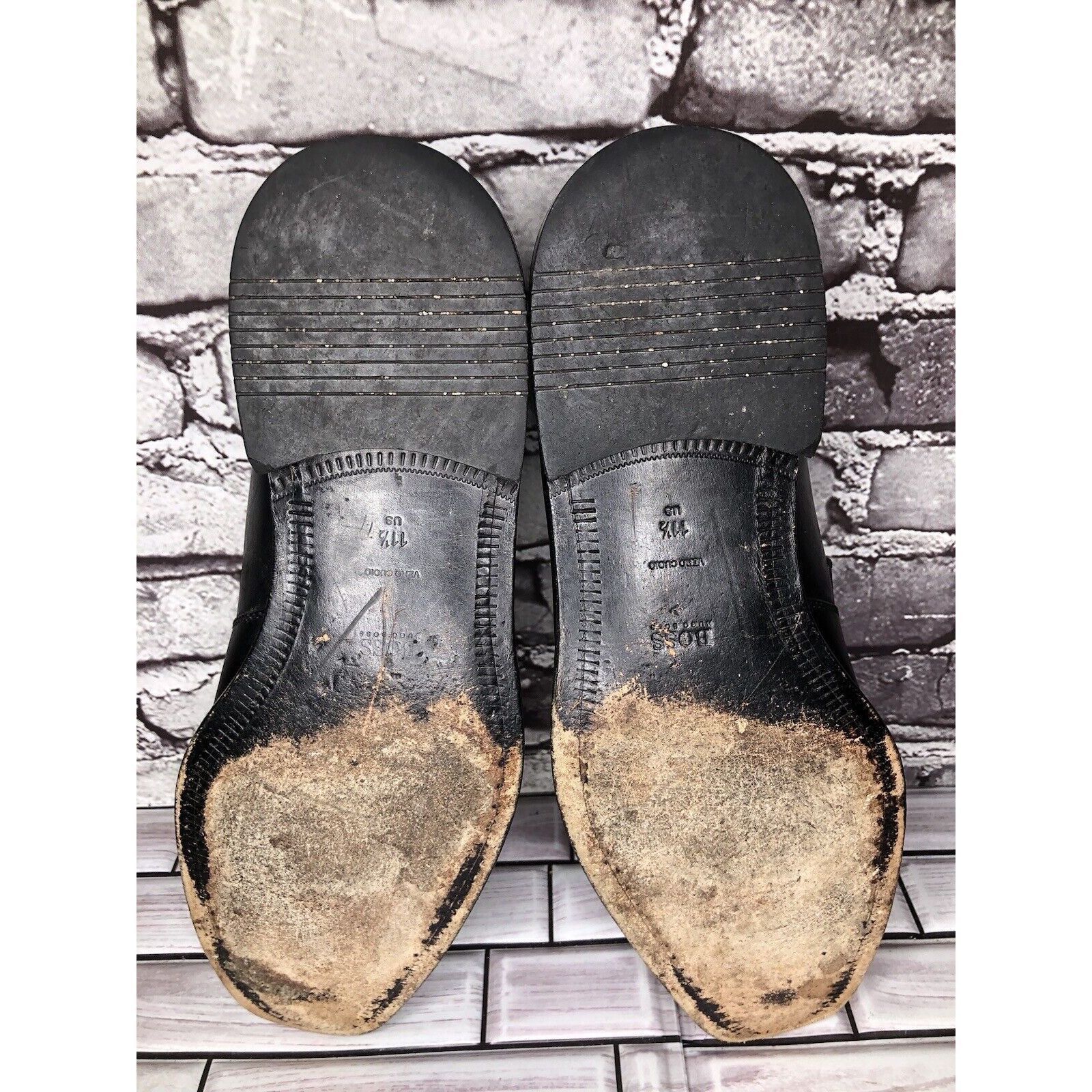 Hugo Boss HUGO BOSS Vero Cuoio Black Leather Horsebit Loafer Dress Sho Size US 11.5 / EU 44-45 - 7 Thumbnail
