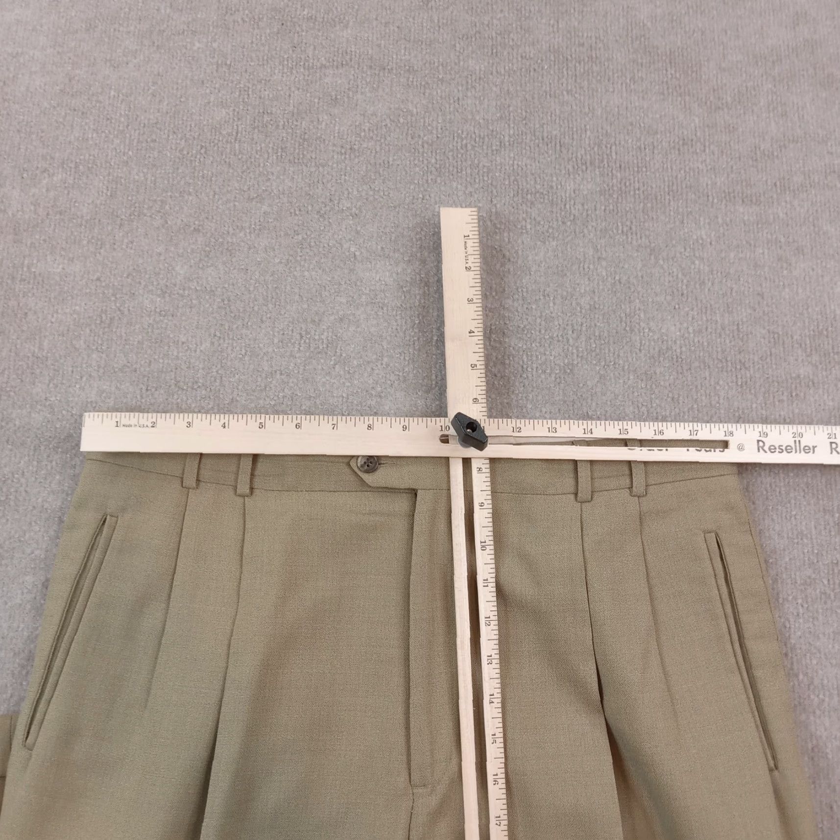 Vintage Ballin Mens Chino Pants Beige 38 Regular Straight Leg Pleated Wool Blend Size US 38 / EU 54 - 5 Thumbnail