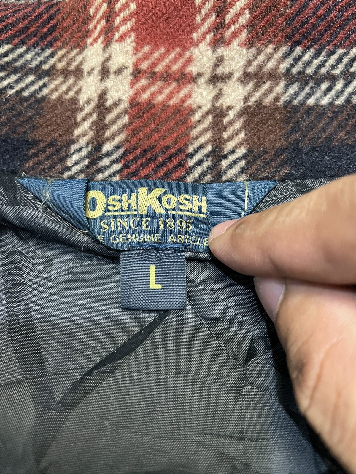 Oshkosh Vintage OshKosh Zip Up Checkered Shadow Wool Flannel Jacket Size US L / EU 52-54 / 3 - 5 Thumbnail
