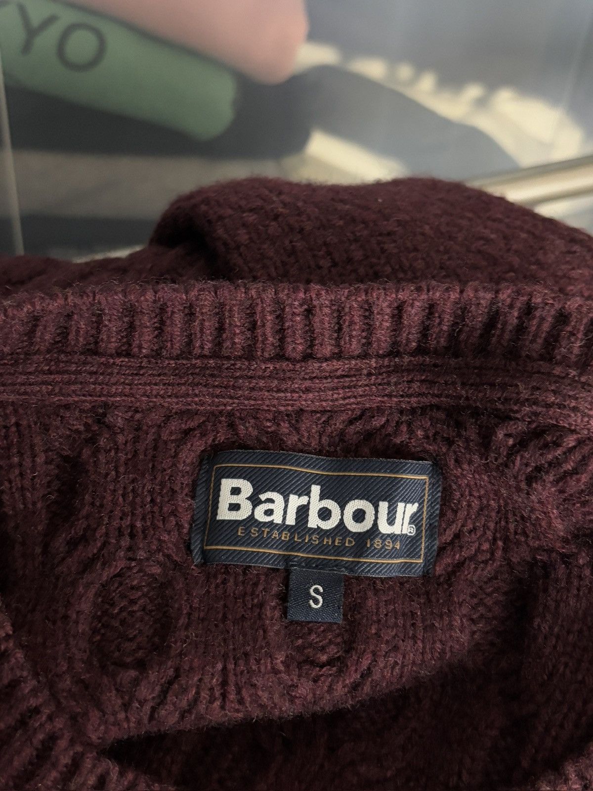 Barbour Vintage Barbour Wool Cable Knitted Burgundy Sweater Size US S / EU 44-46 / 1 - 8 Thumbnail