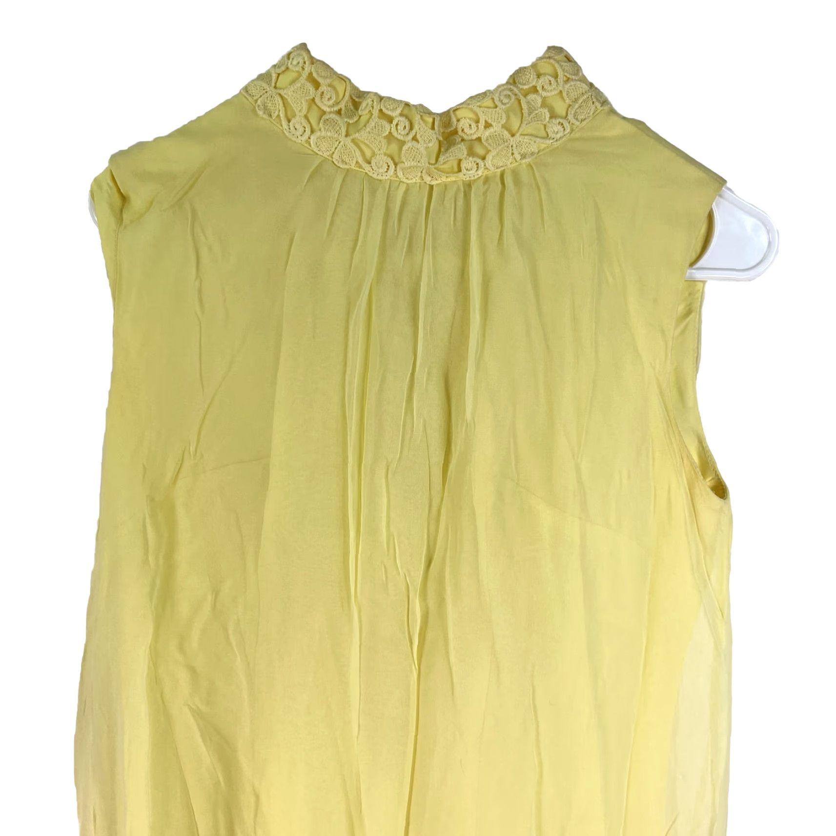 Sunflower VINTAGE 1970s FLOWER Yellow Chiffon Maxi Dress Lined Size 9 Evening Edwardian Womens Size M / US 6-8 / IT 42-44 - 2 Thumbnail