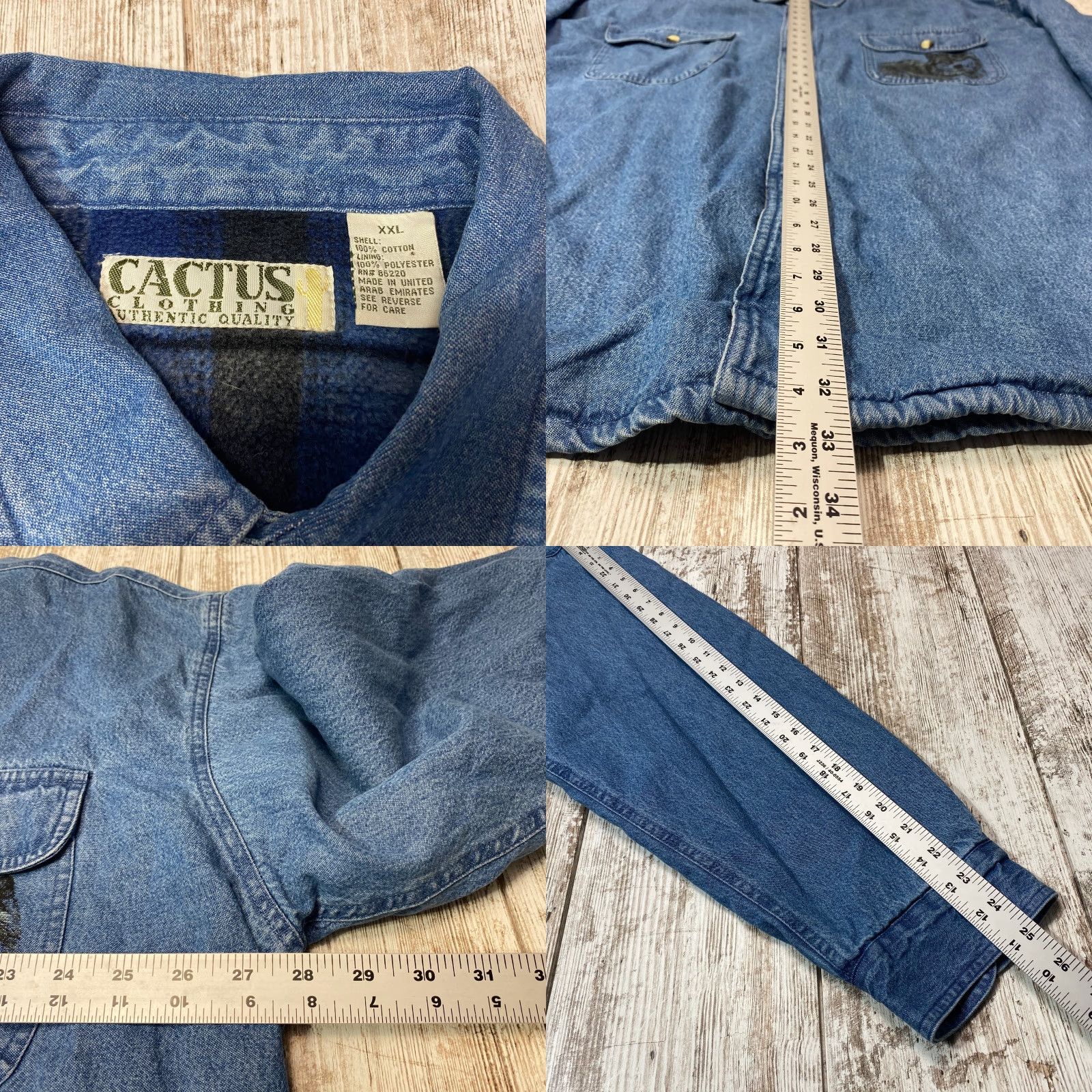 Vintage VINTAGE Cactus Clothing Denim Shirt Shacket Wolves Fleece Lined 2XL Blue Long Sleeve Shirt Jacket Mens Size US XXL / EU 58 / 5 - 8 Thumbnail