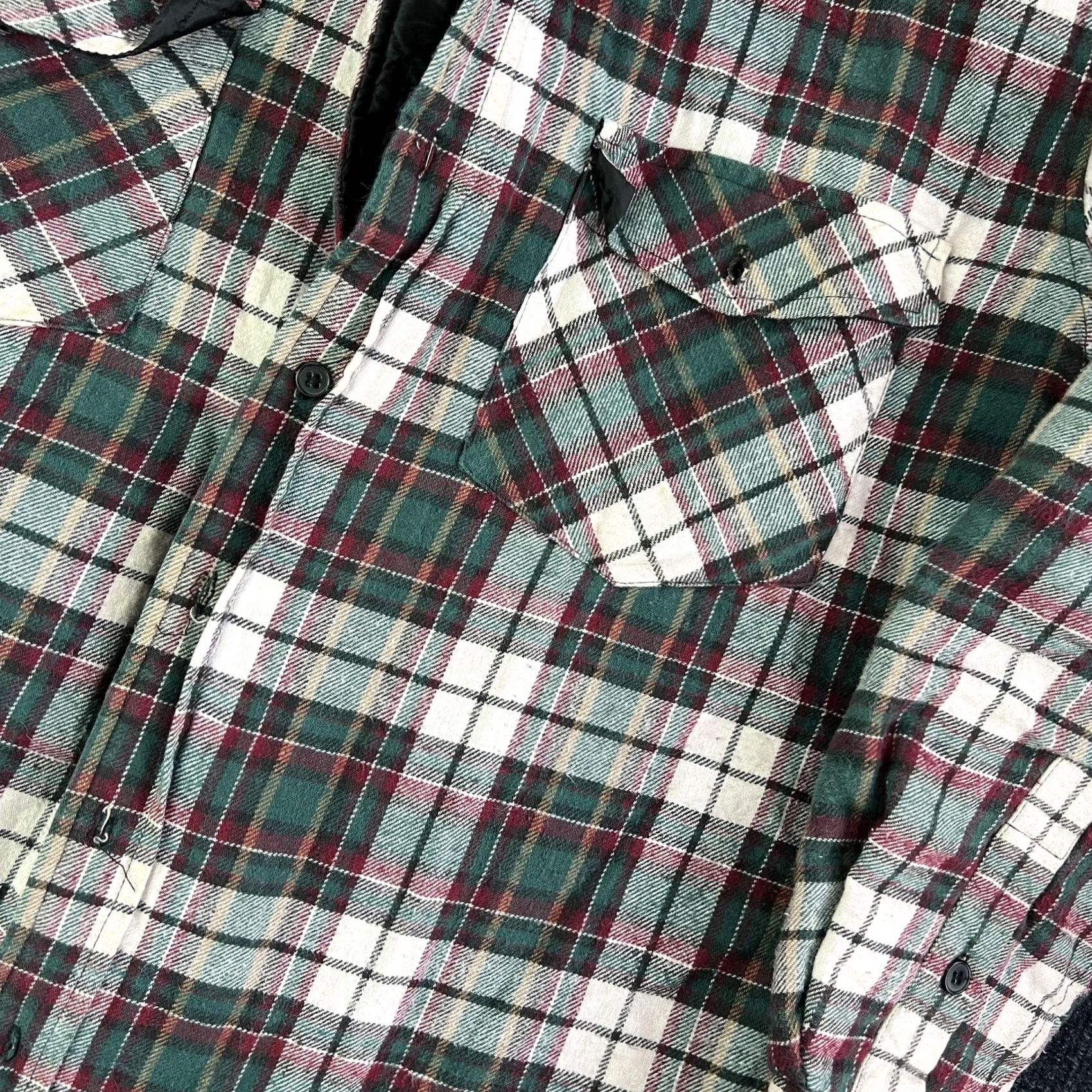 Vintage Plaid Flannel Jacket Mens M Green Quilted Lined Padded Button Workwear Shirt Jacket Mens Medium Green Plaid Quilted Jacket Size US M / EU 48-50 / 2 - 2 Thumbnail