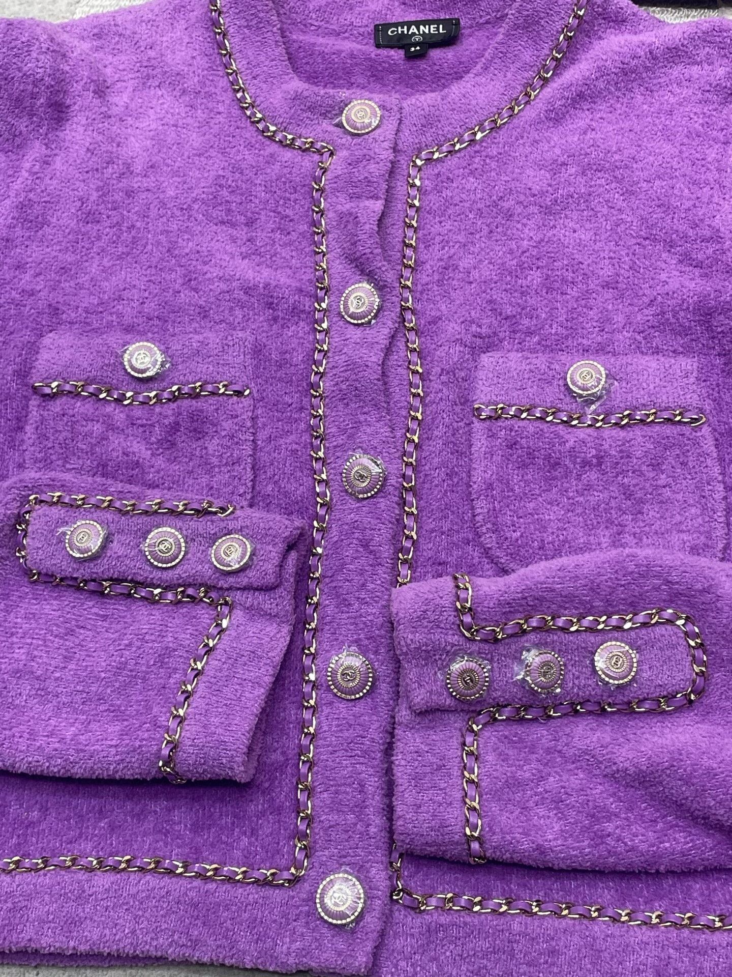 Chanel Chanel Resort Collection Purple Chain-Trim Cardigan Size XS / US 0-2 / IT 36-38 - 6 Thumbnail