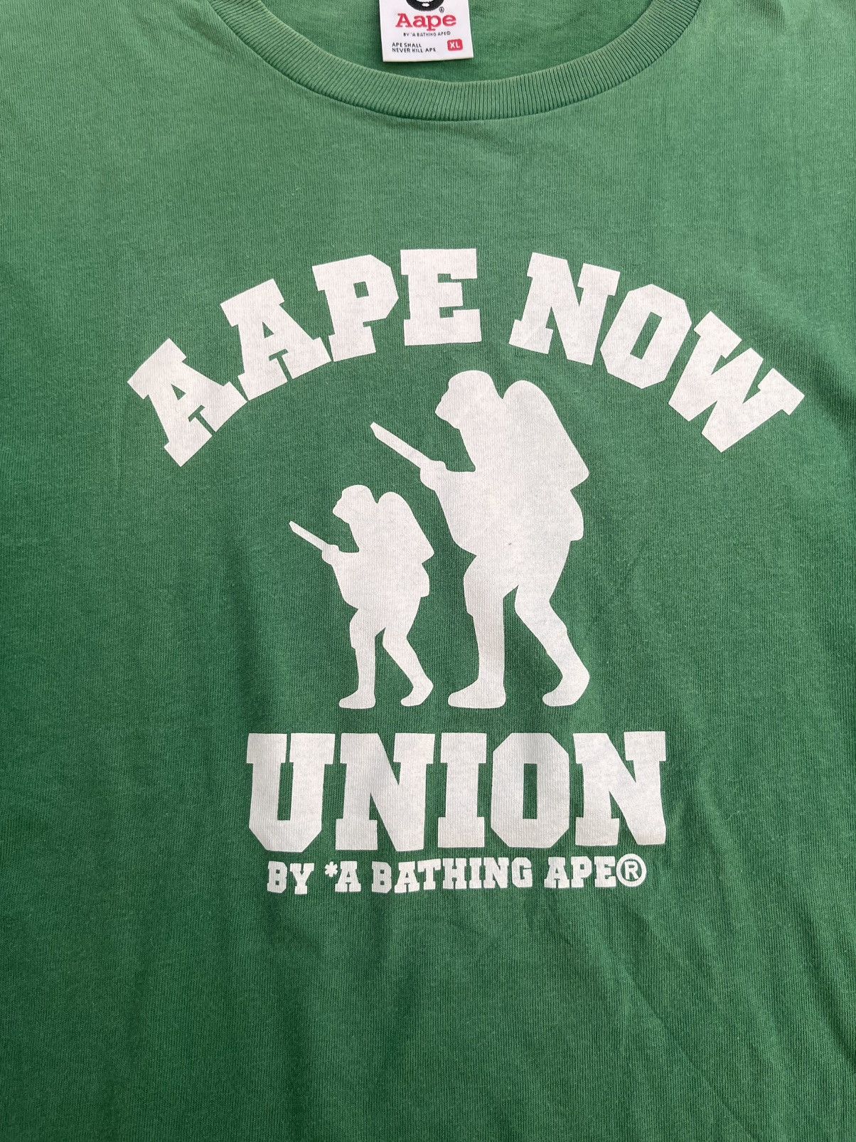 Aape × Bape BAPE AAPE NOW UNION GREEN TEE Y2K Size US XL / EU 56 / 4 - 2 Thumbnail