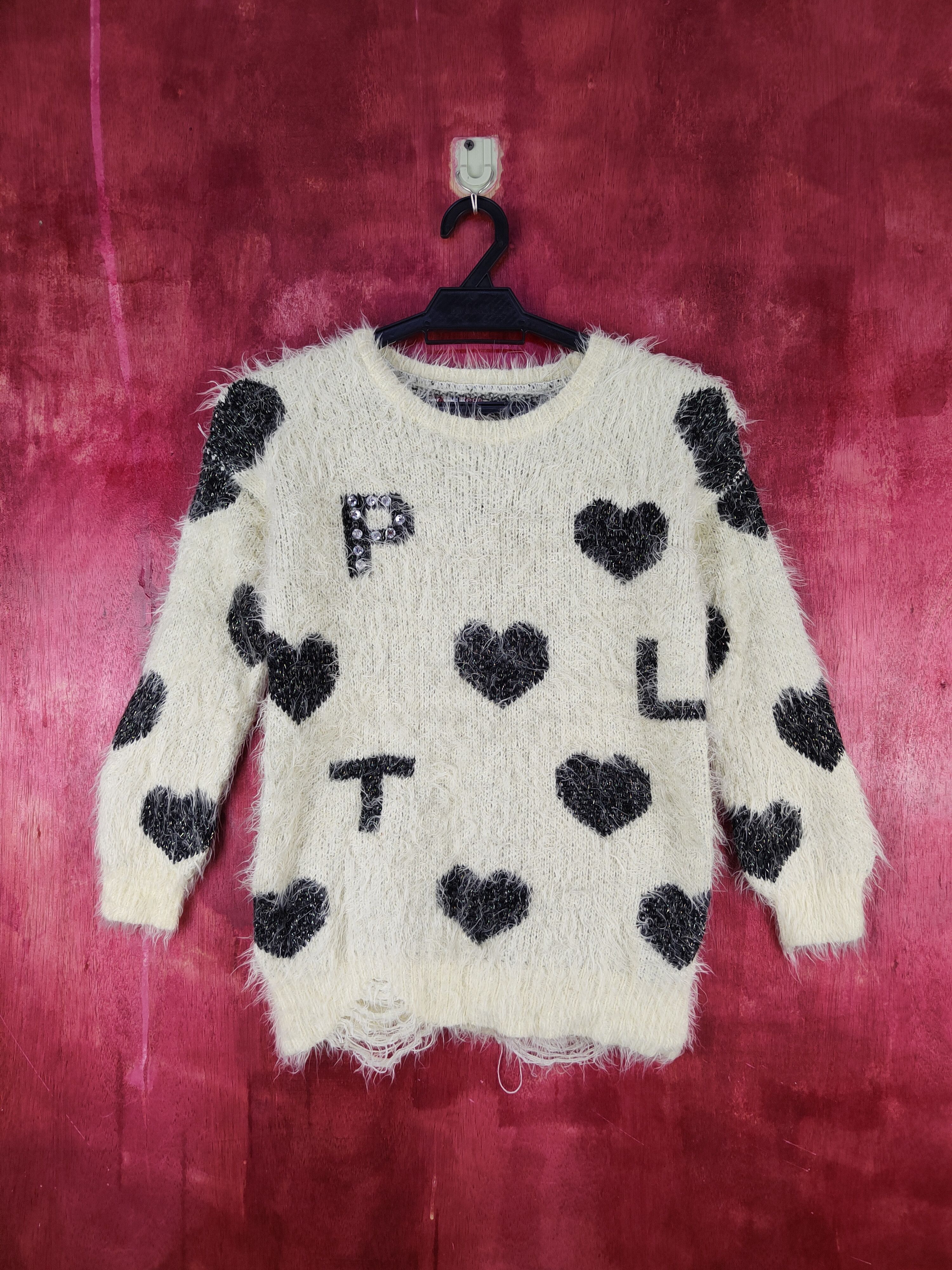 Homespun Knitwear × Japanese Brand × Vintage Pink Latte Yellow Shag Shaggy Fur Mohair Knitwear #S1992 Size XXS / US 00 / IT 34 - 1 Thumbnail