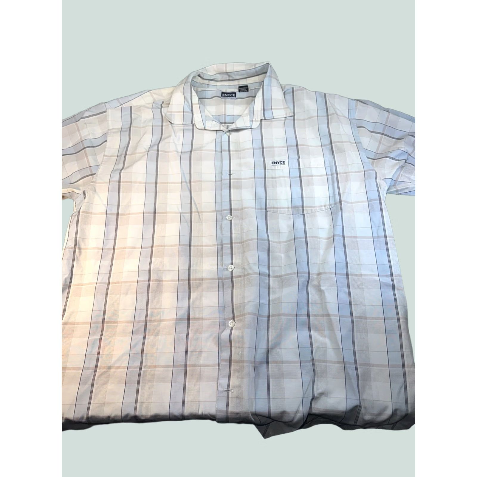 Enyce VINTAGE Enyce Button-Up Shirt Striped Blue 3XL Men 90s Short Sleeve Size US XXL / EU 58 / 5 - 1 Thumbnail