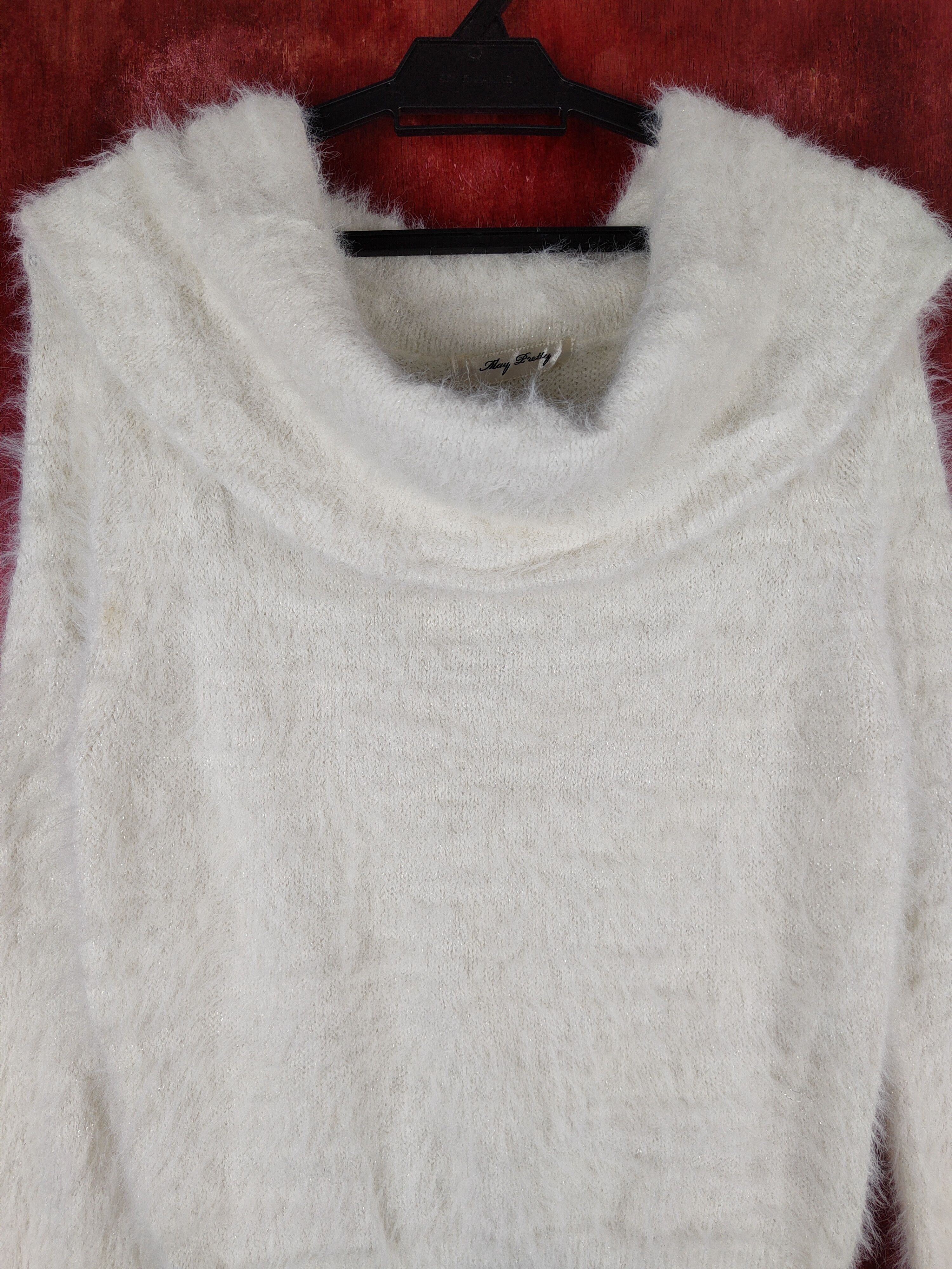Homespun Knitwear × Japanese Brand × Vintage May Pretty White Shag Shaggy Fur Mohair Knitwear #S1946 Size S / US 4 / IT 40 - 2 Thumbnail