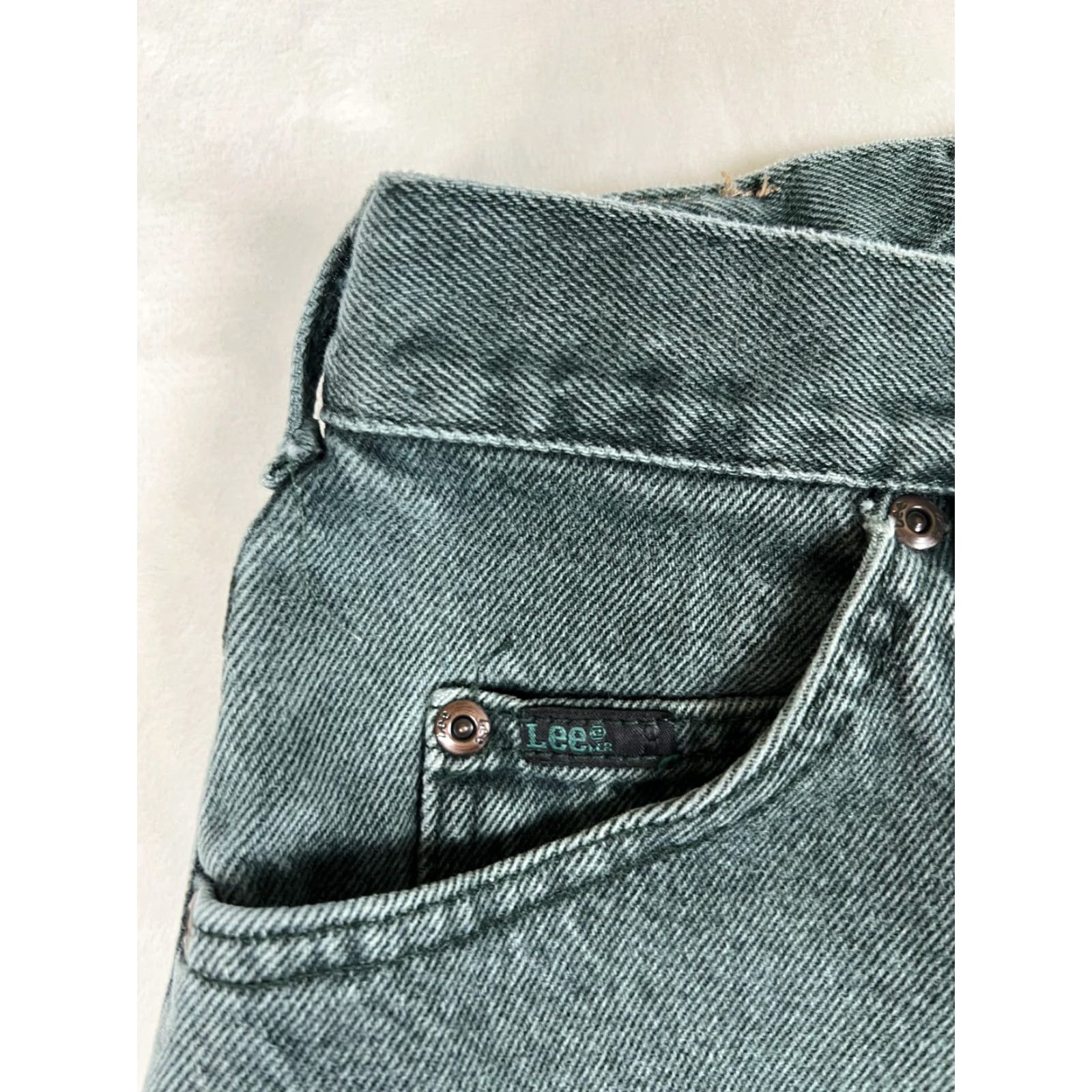 Lee VINTAGE Lee Jeans Womens 8P Petite Green High Rise Tapered Leg Denim 90s Size 30" / US 8 / IT 44 - 3 Thumbnail