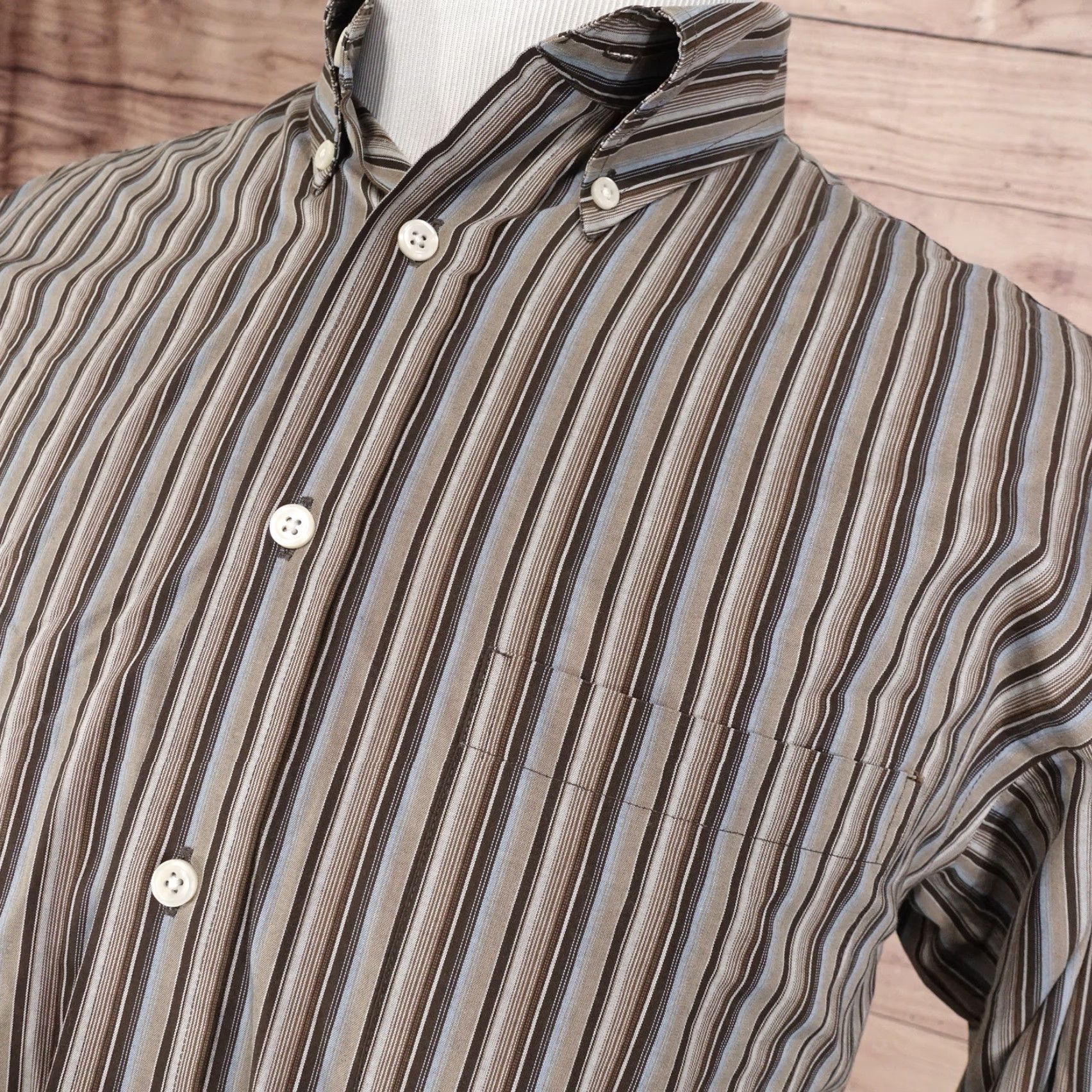 Roundtree & Yorke ROUNDTREE & YORKE LONG SLEEVE STRIPED BUTTON-UP SHIRT MENS REGULAR SIZE L MULTICOLOR Size US L / EU 52-54 / 3 - 2 Thumbnail