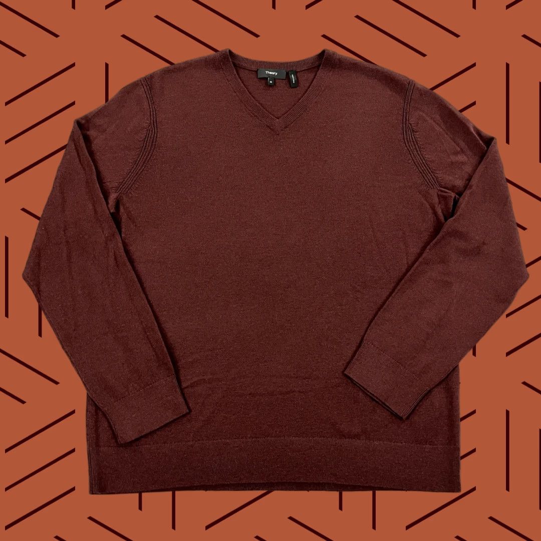 Theory **Theory Men's XL Red Merino Wool Pullover V-Neck Knit Sweater** User: **Theory Men's XL Red Merino Wool Knit Pullover V-Neck Sweater** Size US XL / EU 56 / 4 - 1 Thumbnail