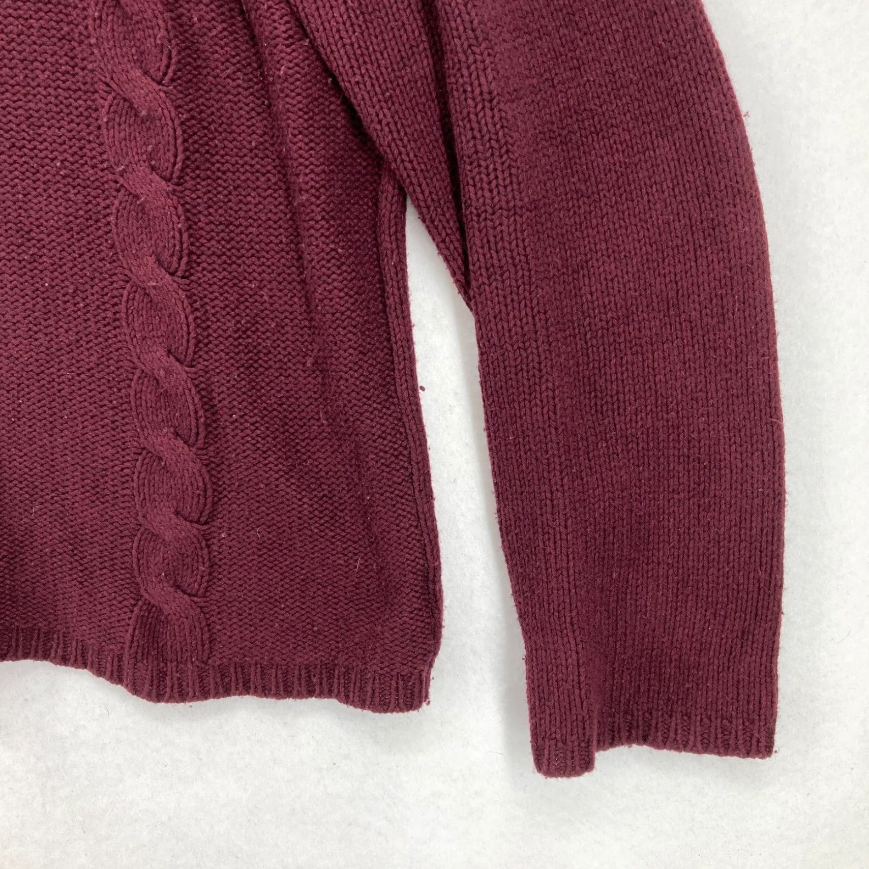 Banana Republic Banana Republic Women's XL Burgundy Cable Knit Sweater Wool Cashmere Vintage sweater Size XL / US 12-14 / IT 48-50 - 3 Thumbnail