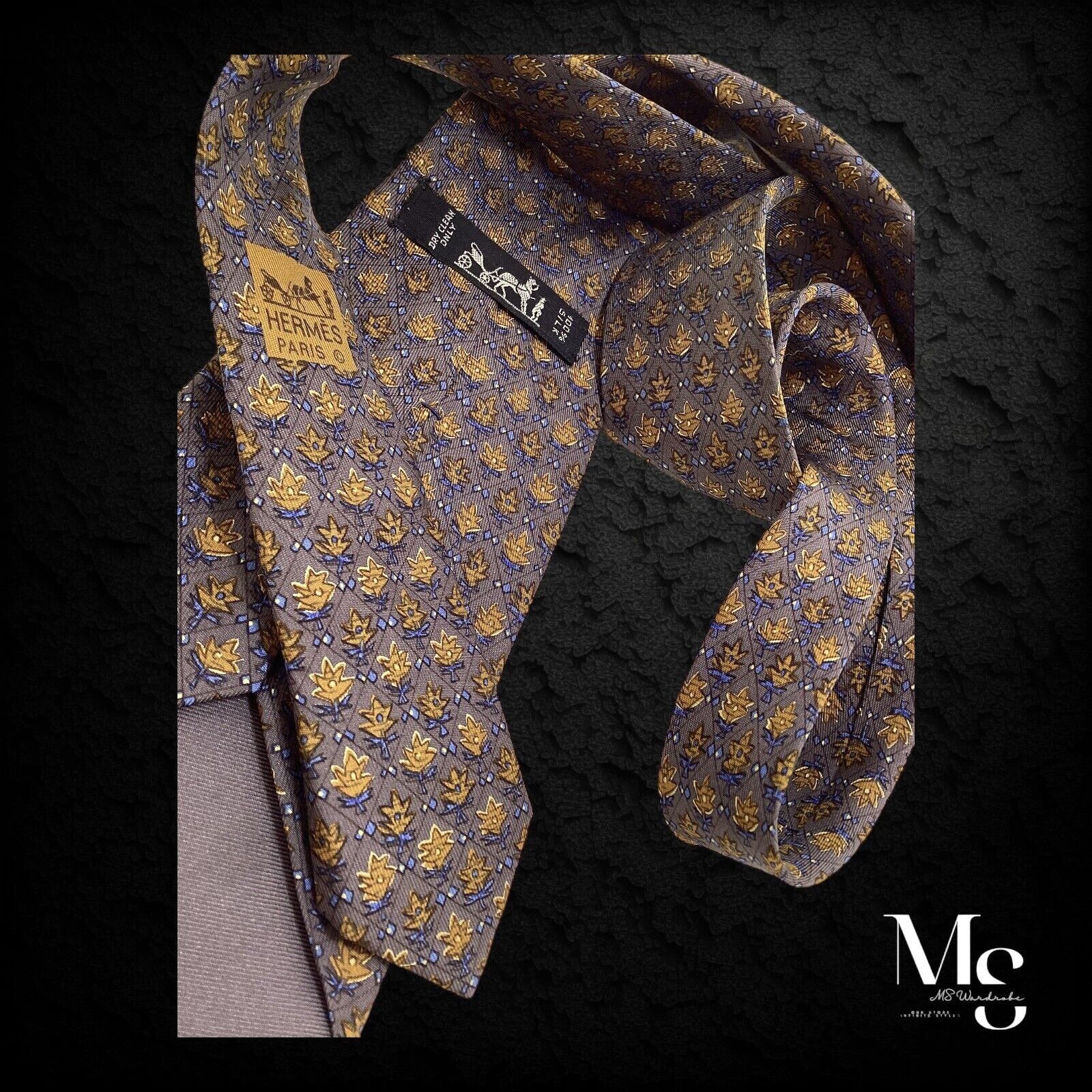 Hermes HERMES PARIS 7072 TA Brown Novelty Leaf Print Silk Tie Size ONE SIZE - 4 Thumbnail