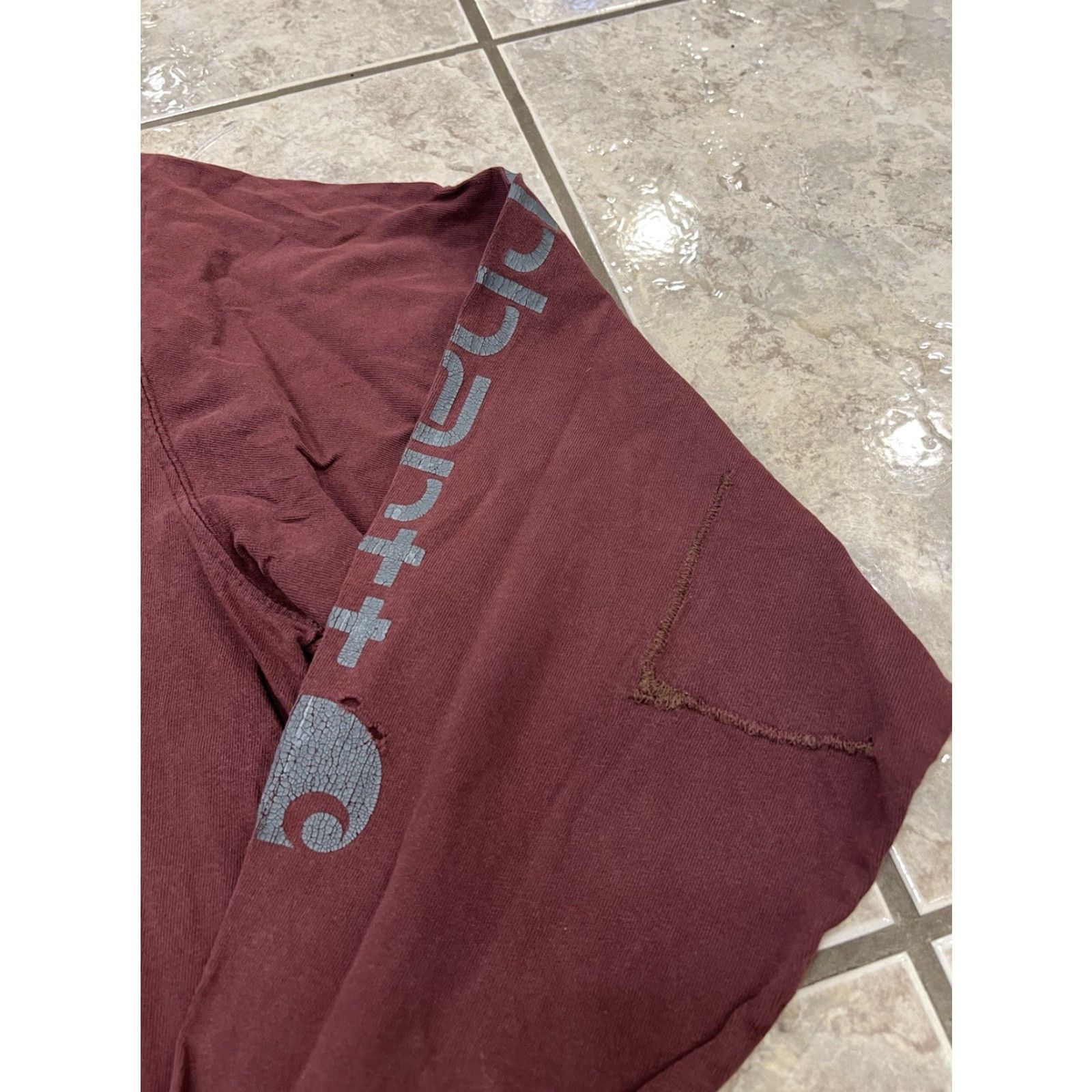 Carhartt VINTAGE Carhartt K231 Logo T-Shirt Mens XL Red Distressed Thrashed Long Sleeve Pullover Crew Neck Heavyweight Adventure Outdoor Workwear Shirt Mens Size US XL / EU 56 / 4 - 7 Thumbnail