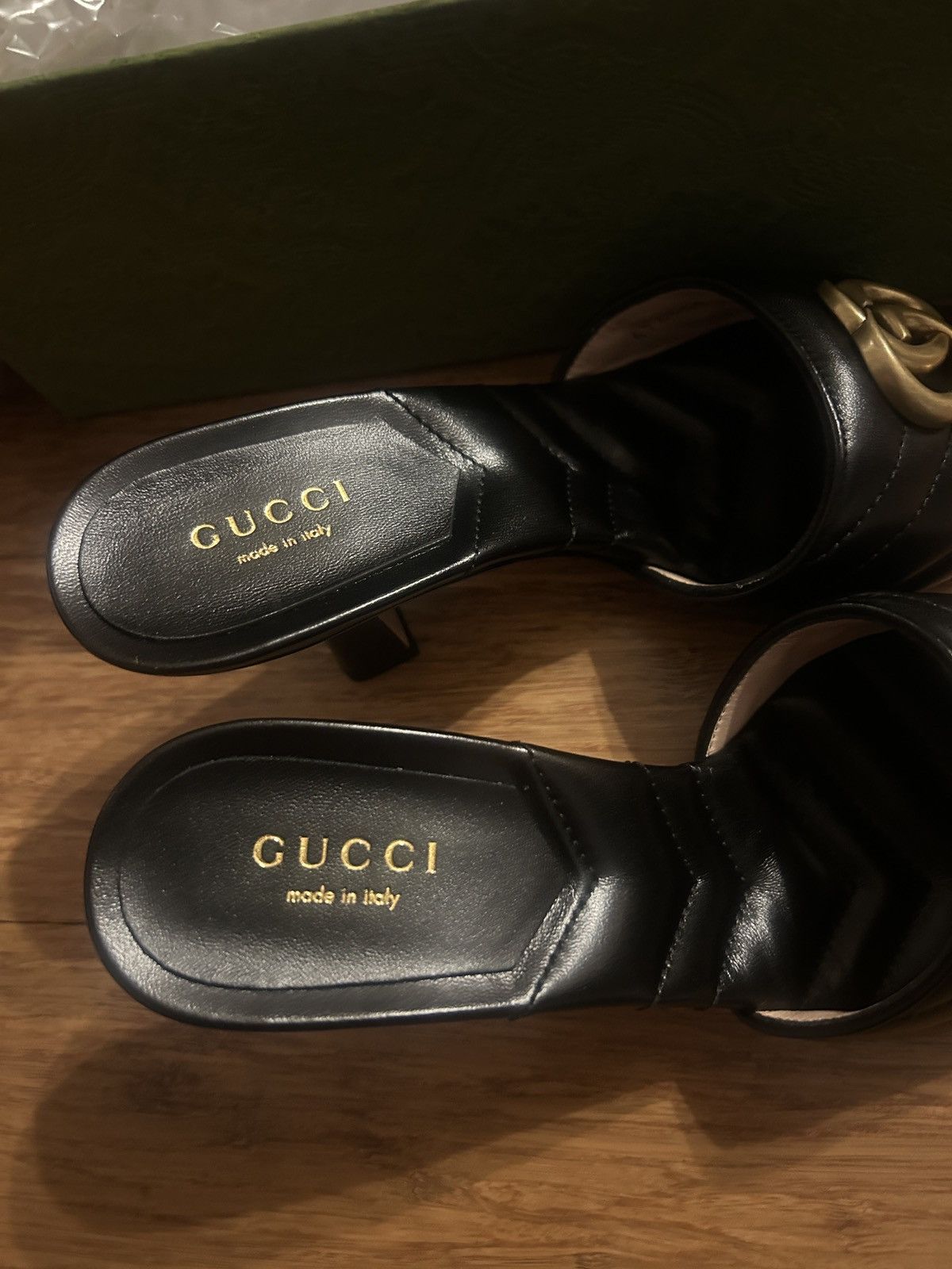 Gucci Gucci Double G Mid Heel Slide Sandal Black Nappa Charlotte Size US 5.5 / IT 35.5 - 4 Thumbnail