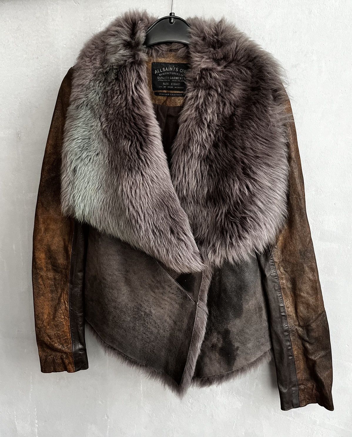 AllSaints MURES Sheepskin Shearling Leather Jacket