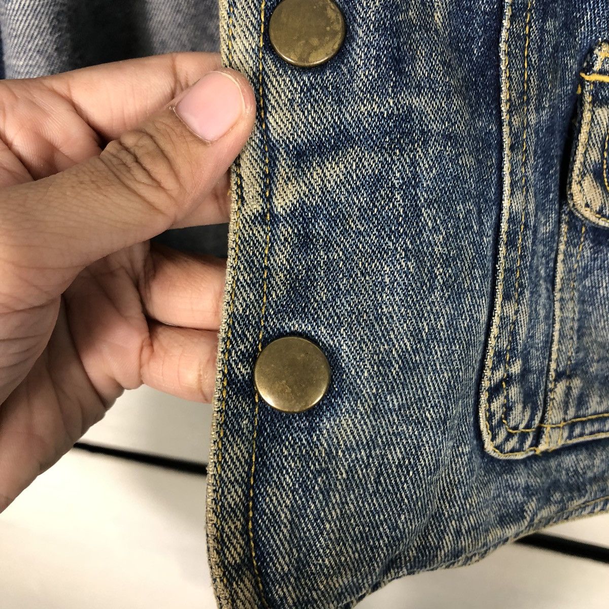 Japanese Brand 📌Vintage Denim Work Jacket Biker Fuji Mark Size US M / EU 48-50 / 2 - 16 Thumbnail