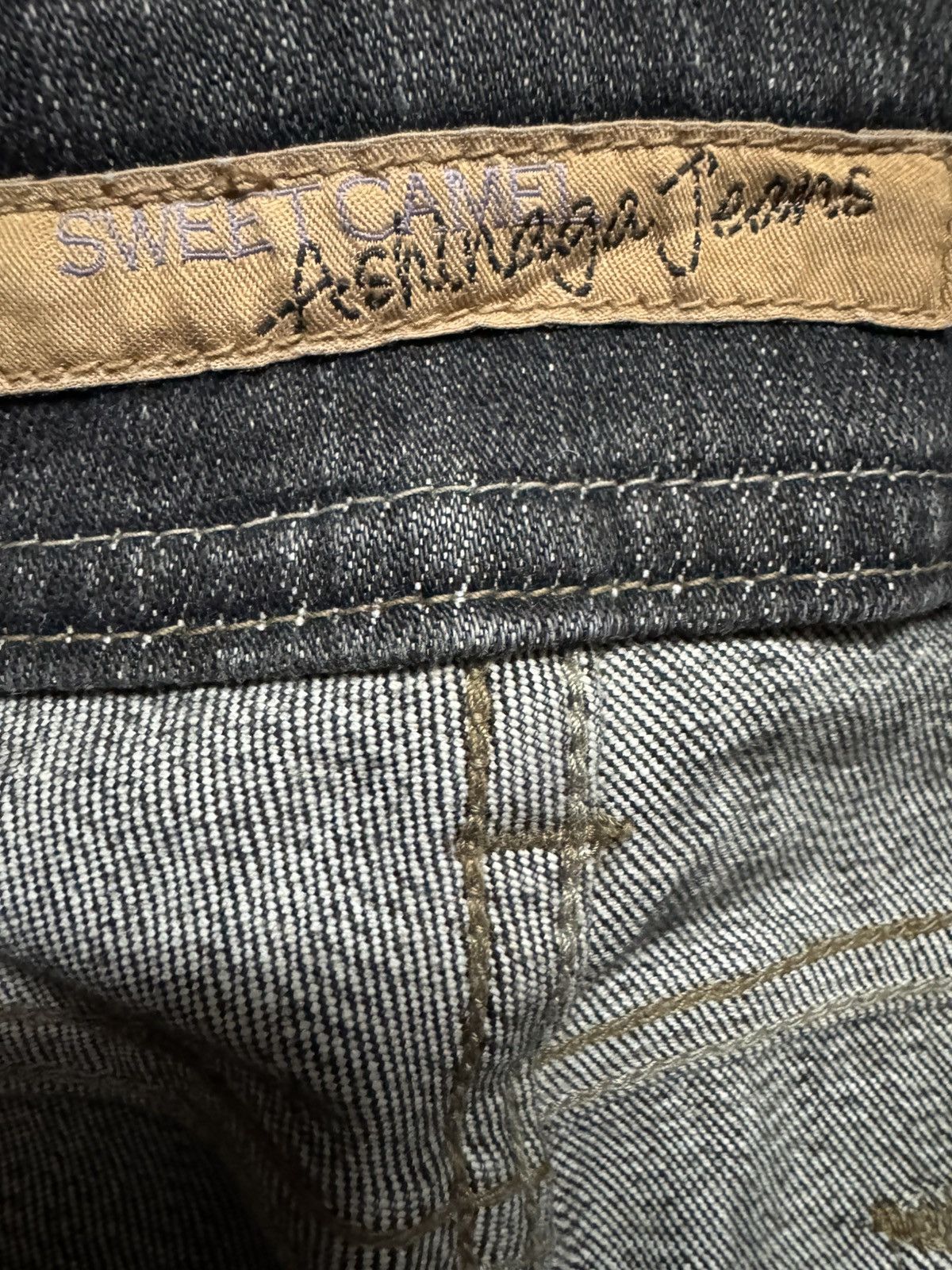 Tornado Mart BELL BOTTOM VINTAGE 🇯🇵 WHISKER CLAWMARK BOOTCUT DARK DENIM Size US 31 - 12 Thumbnail