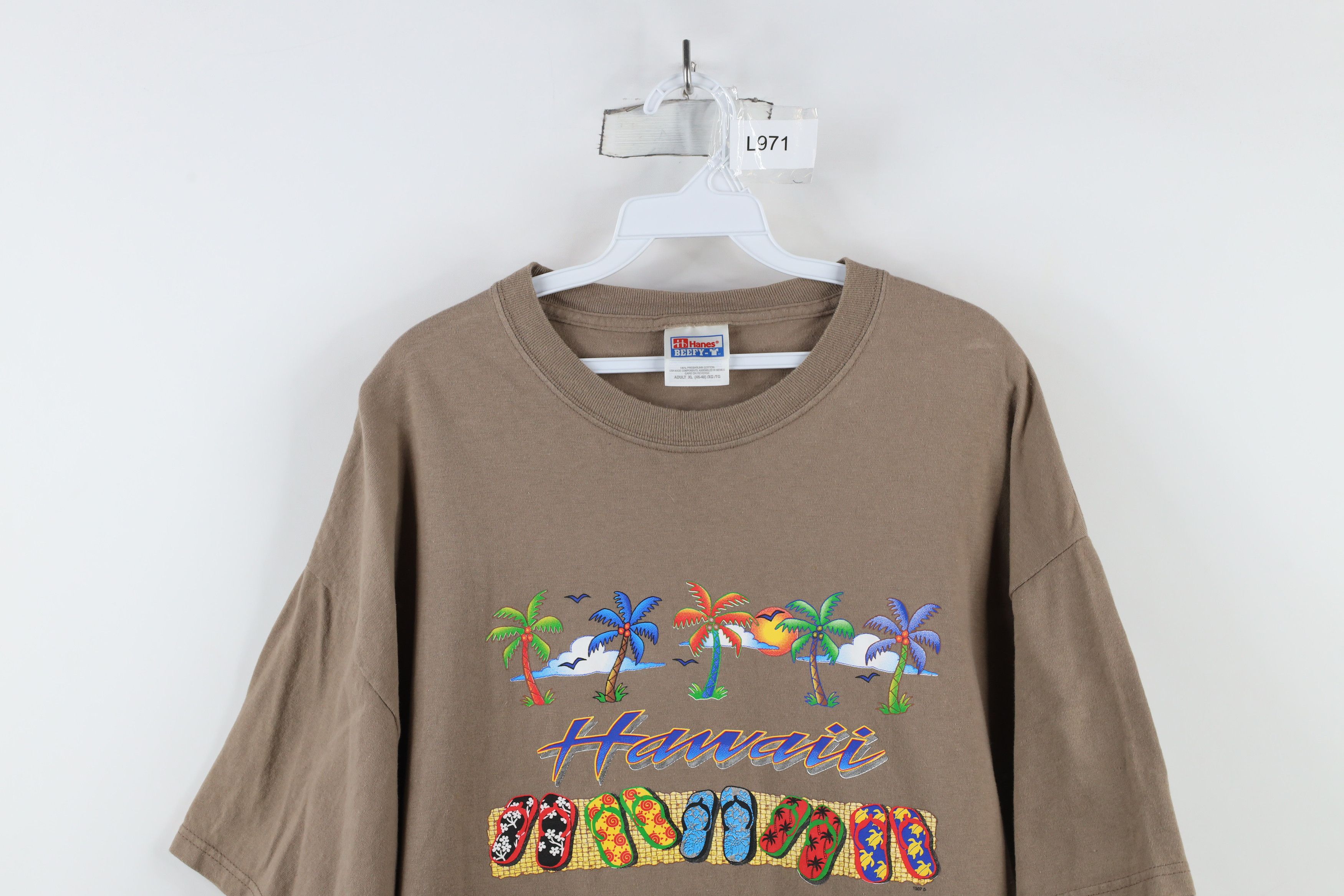 Vintage Vintage 90s Streetwear Hawaii Beach Palm Tree T-Shirt Brown Size US XL / EU 56 / 4 - 2 Thumbnail