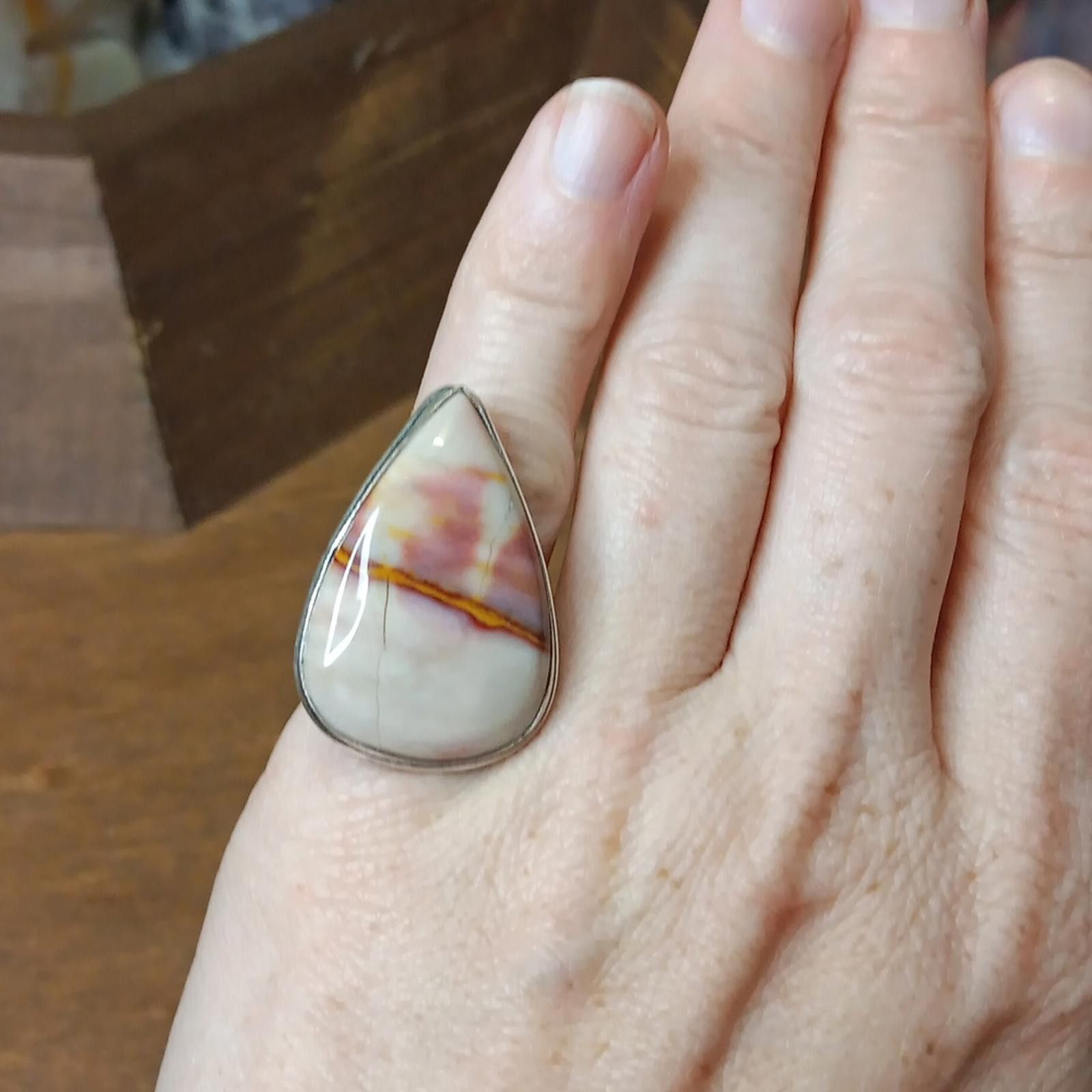 Designer Elegant Teardrop Mookaite Ring Size ONE SIZE - 3 Thumbnail