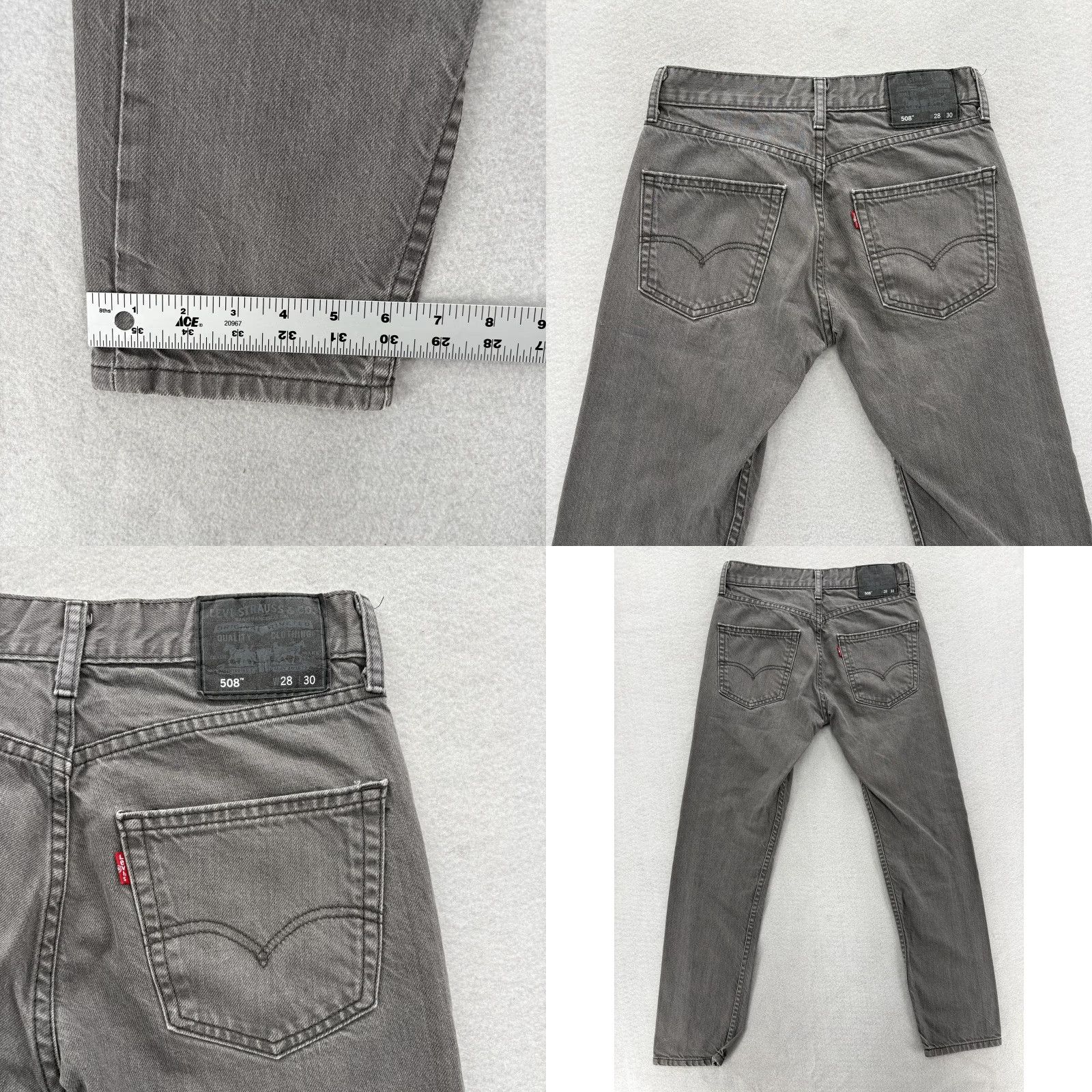 Levi's Levi's Jeans Mens 28x30 Gray Regular Tapered Leg 508 Denim 5-Pocket Zip Fly Belt Loops Size US 28 / EU 44 - 8 Thumbnail