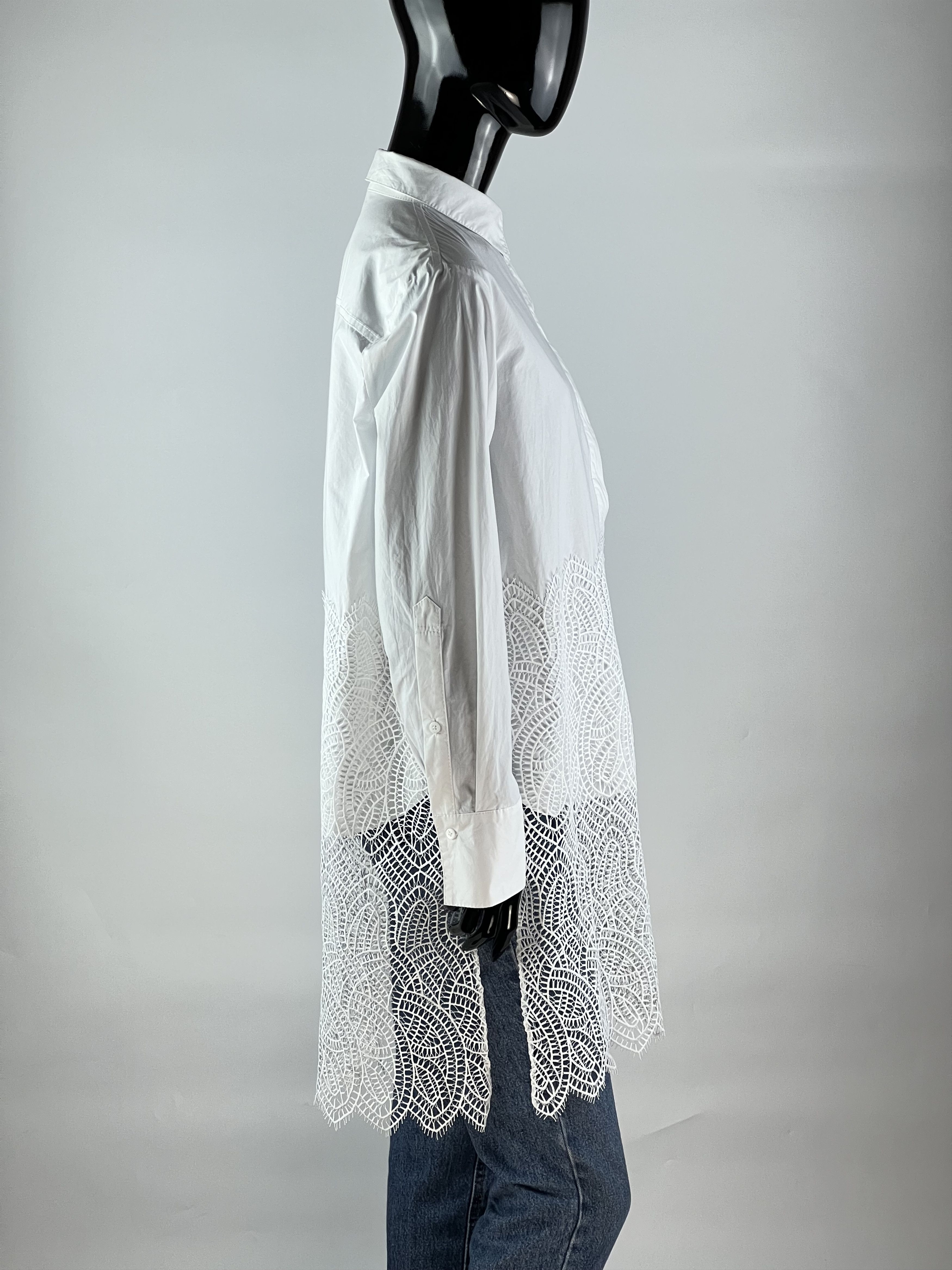 DOROTHEE SCHUMACHER Dorothee Schumacher White Button Up Shirt Blouse Lace Size 3 Size L / US 10 / IT 46 - 2 Thumbnail